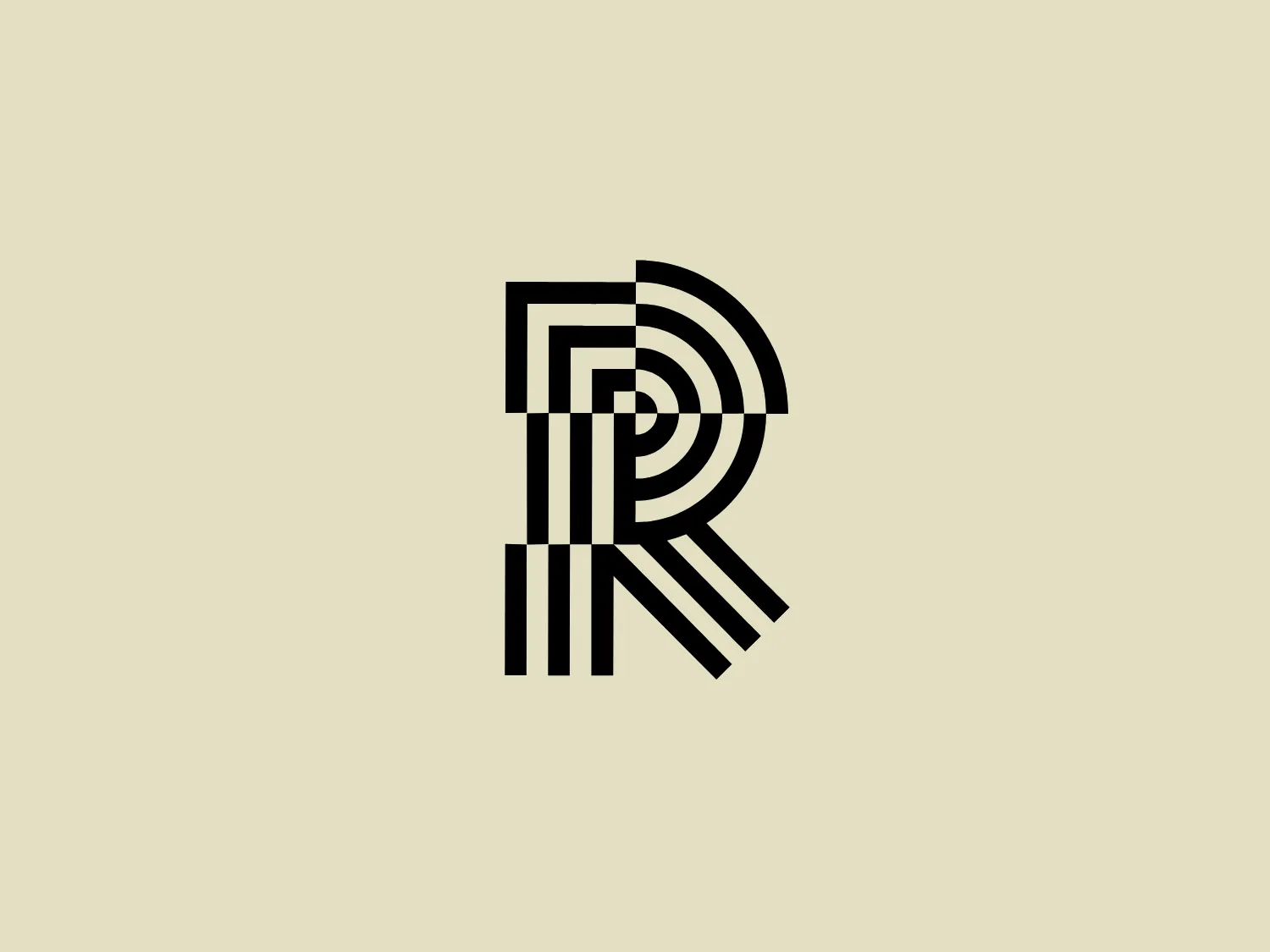 The logo for Roof FM showcases a minimalist and modern design, featuring a stylized monogram of the letters "F" and "P" in bold black lines against a white background. This interconnected design seamlessly integrates the two letters, creating a clean and professional aesthetic adaptable for various mediums.