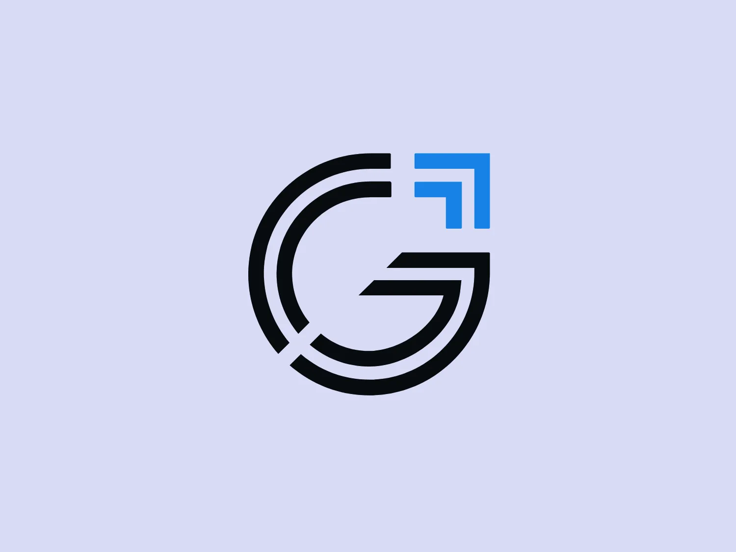 The CrossFit Ground Up logo features a stylized letter "G" in bold black lines, complemented by a smaller aqua blue square shape that suggests a secondary element or an abstract letter "T." The design is modern and minimalistic, with a circular motion implied by the main shape of the "G." The lines of the "G" are thick and taper slightly at the ends, creating a dynamic and professional look. The blue square imparts a pop of color and visual interest, contrasting sharply with the black.
