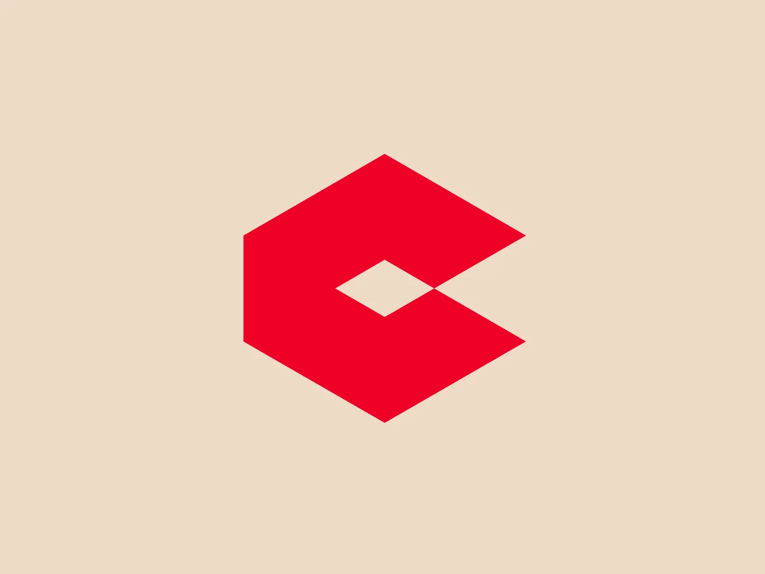 The Cubetech logo features a bold, red geometric shape reminiscent of overlapping diamonds or squares angled to create a three-dimensional cube effect. The vivid red color conveys energy and power, while the clear, sharp lines contribute to the dynamic appearance.