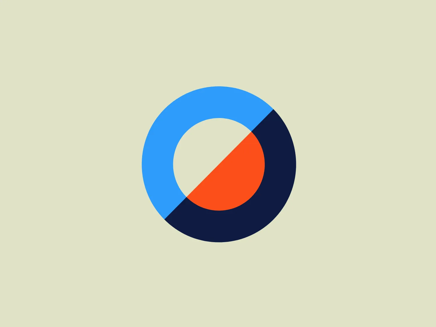 The Equinox Resources logo features a modern and minimalist design, comprising a circle bisected by a diagonal line that creates two distinct halves. The top half is a vibrant blue (#377DFF), while the bottom half is a bold orange (#FF6A3D). At the center of the circle is a white circle, which creates a sense of depth and contrast. This central white circle's diameter is approximately one-third of the overall circle. The logo's use of complementary colors and simple geometric shapes gives it a clean and professional appeal, suitable for a variety of contemporary brands or apps. The combination of blue and orange also suggests a balance between cool professionalism and warm, friendly service.