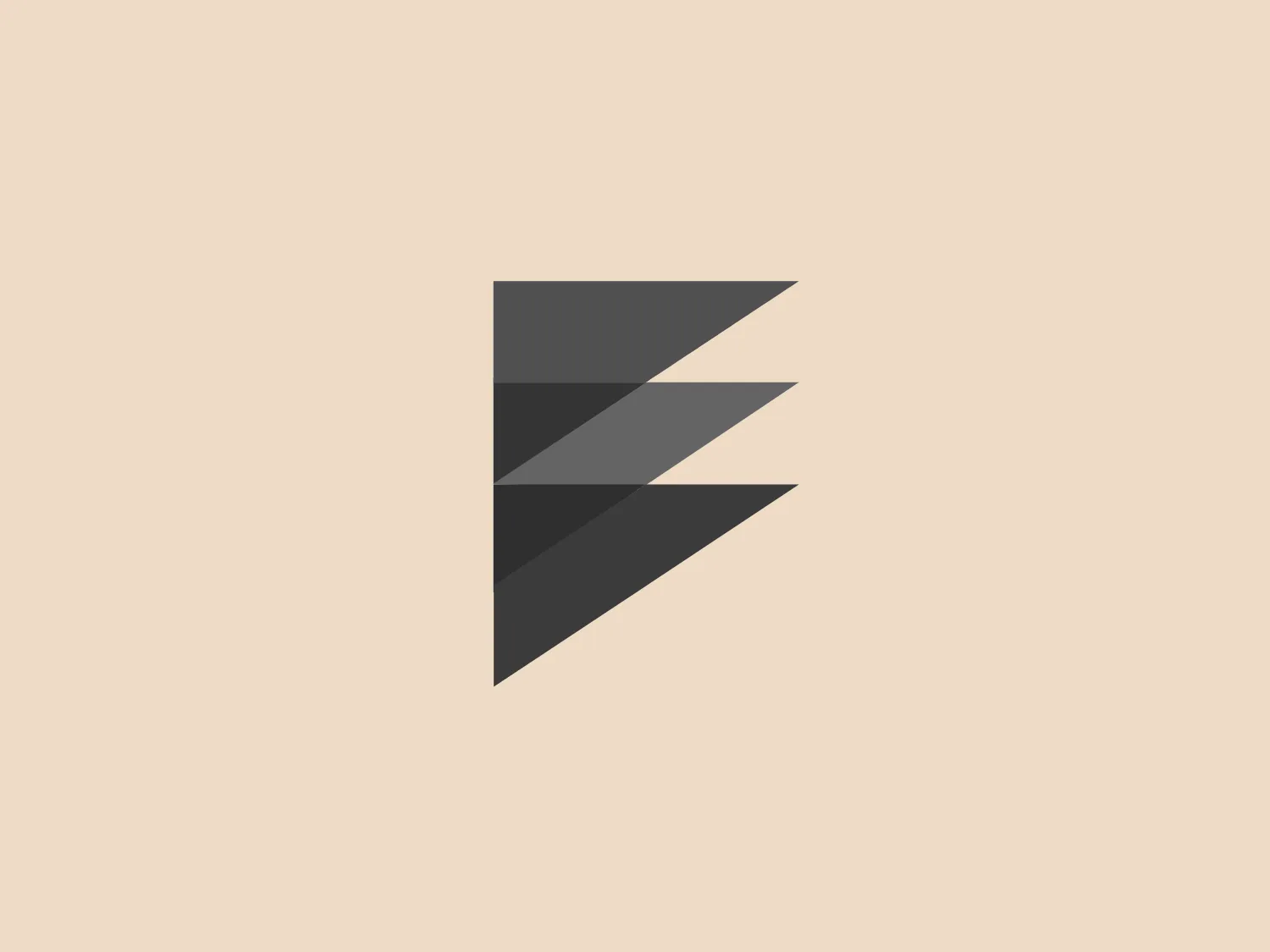 The Editorially logo features a stylized letter "F" formed with overlapping geometric shapes. The ascending shapes form a modern arrow pointing upwards to the right. The design consists of three layers, each a parallelogram with sharpened ends, resembling a folded ribbon at an angle. The colors include light sky blue, muted teal, and dusty coral, enhancing the contemporary aesthetic. The coral grounds the design while the blues convey a sense of technology or innovation. The shapes portray movement and progression, suggesting forward thinking or advancement.