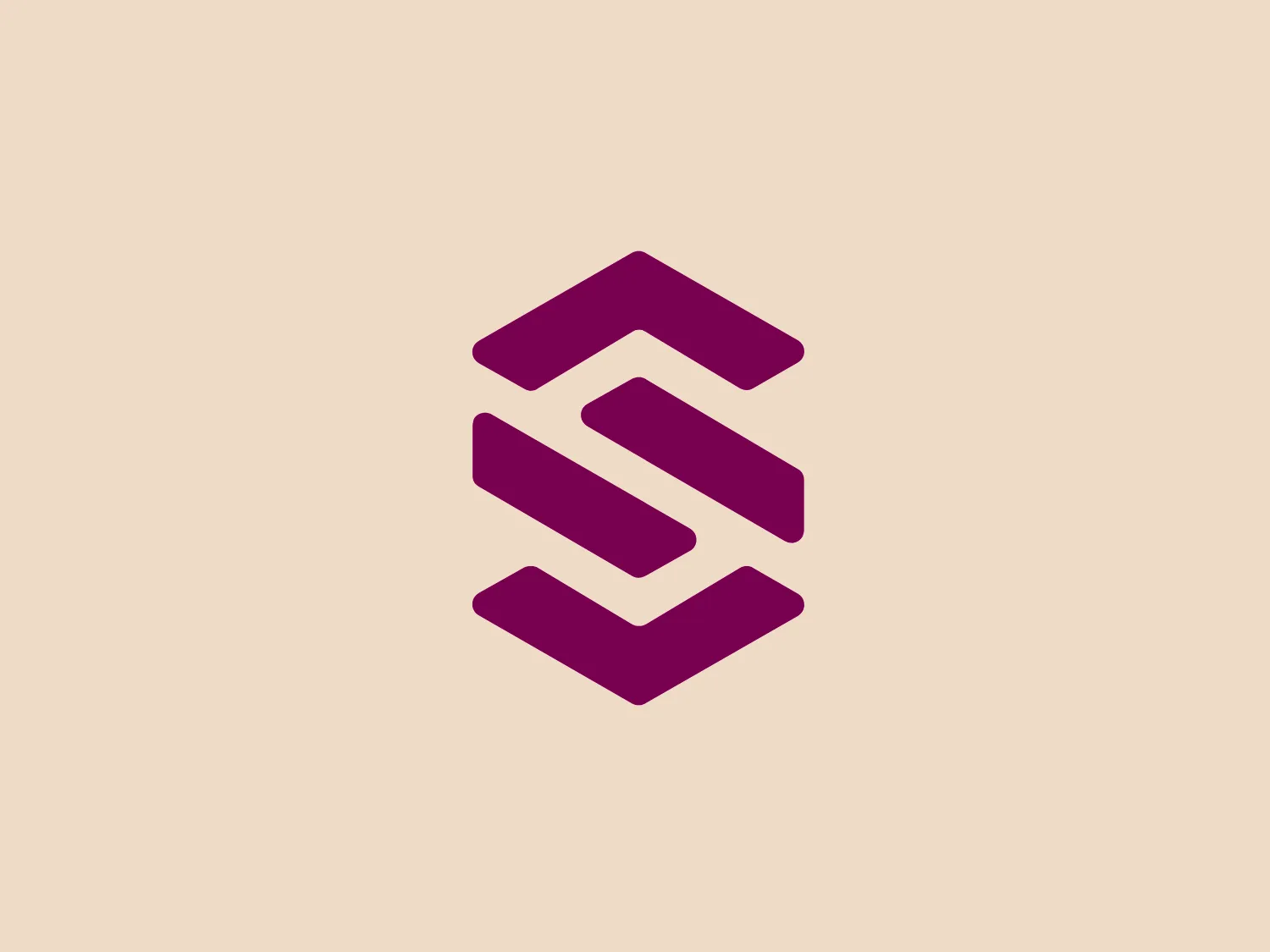 The Scompler logo is a modern, bold, and innovative design featuring three interlocking shapes resembling elongated hexagons with rounded corners. The dynamic composition suggests movement and integration, conveying a sense of connectivity. The deep, vivid purple color gives it a vibrant yet professional appearance, while a light pastel background complements the logo well, maintaining focus on its sleek and contemporary vibe.
