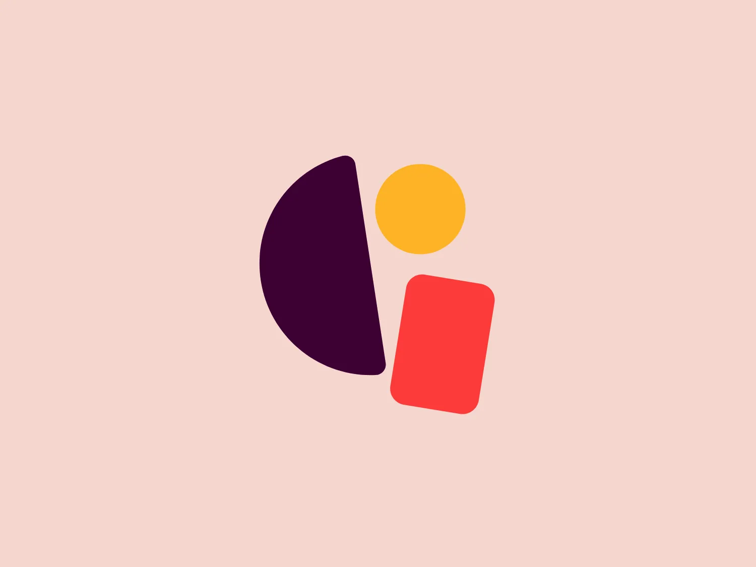 This logo comprises a dark purple semi-circle, a bright sun-like yellow circle, and a coral red square arranged in a playful and balanced manner. The yellow circle acts as a focal point, bringing warmth and light to the design. The use of flat colors and geometric simplicity creates a modern and minimalistic aesthetic, making it suitable for a variety of contemporary branding purposes.