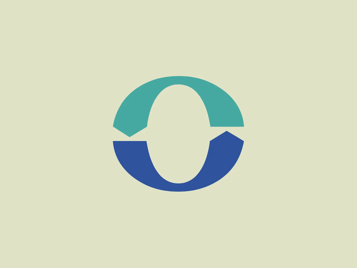 The Ohio Hospitals logo is a modern and minimalistic design, featuring a stylized, circular formation with a cutout in the center. It uses a duo-tone color scheme with a darker blue on the bottom half and a light teal on the top, giving the impression of a letter or shape, while implying a horizon or dynamic balance.