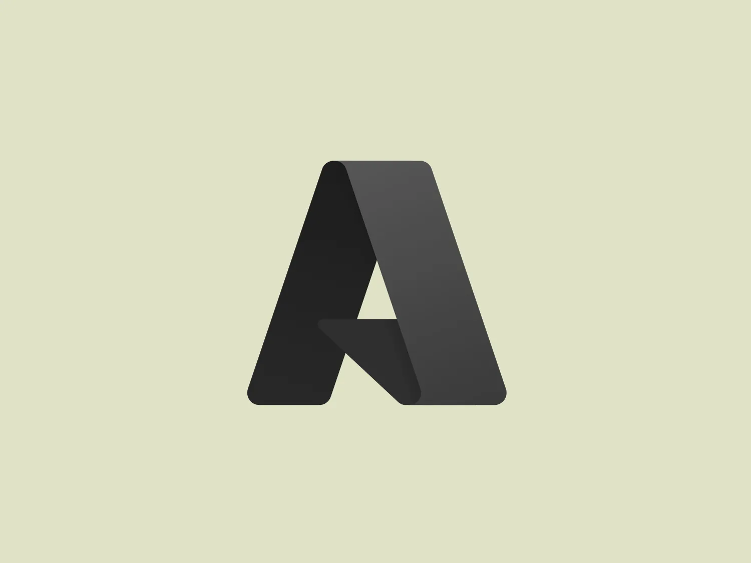 The logo for Microsoft Azure presents a stylized letter "A" with a modern and minimalist design. The "A" is created by two overlapping shapes, the left side in a dark blue (#0052CC), the right side in a lighter shade of blue (#4096EE), producing a dimensional effect. The intersection where both shapes overlap is a slightly lighter shade of blue (#6EA8EE), accentuating the layered effect. The overall aesthetic is sleek and professional, showcasing a smooth gradient transitioning between the blues. The crisp, clean lines convey a sense of precision and tech-savviness. Hexcode: #E2E8D2