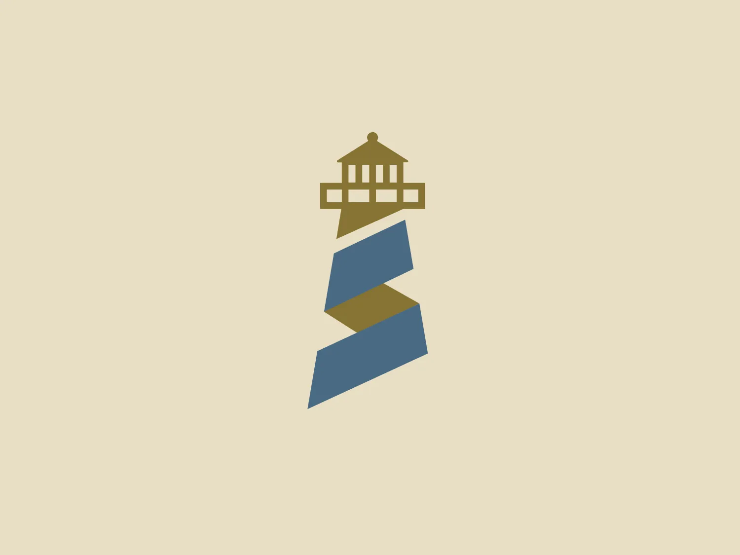 The Saybrook Capital Advisors logo features an abstract design with geometric elements. At the top is a stylized depiction of a classical building or temple with a traditional tiered roof, rendered in a muted gold color. Below it, three parallelogram shapes in varying shades of blue are arranged to create a sense of a zigzagging or winding path, giving an impression of depth and movement. The colors are sophisticated, and the overall effect is one of balance and stability, possibly suggesting progress or a journey. The design is modern yet carries a hint of traditional architectural influence.