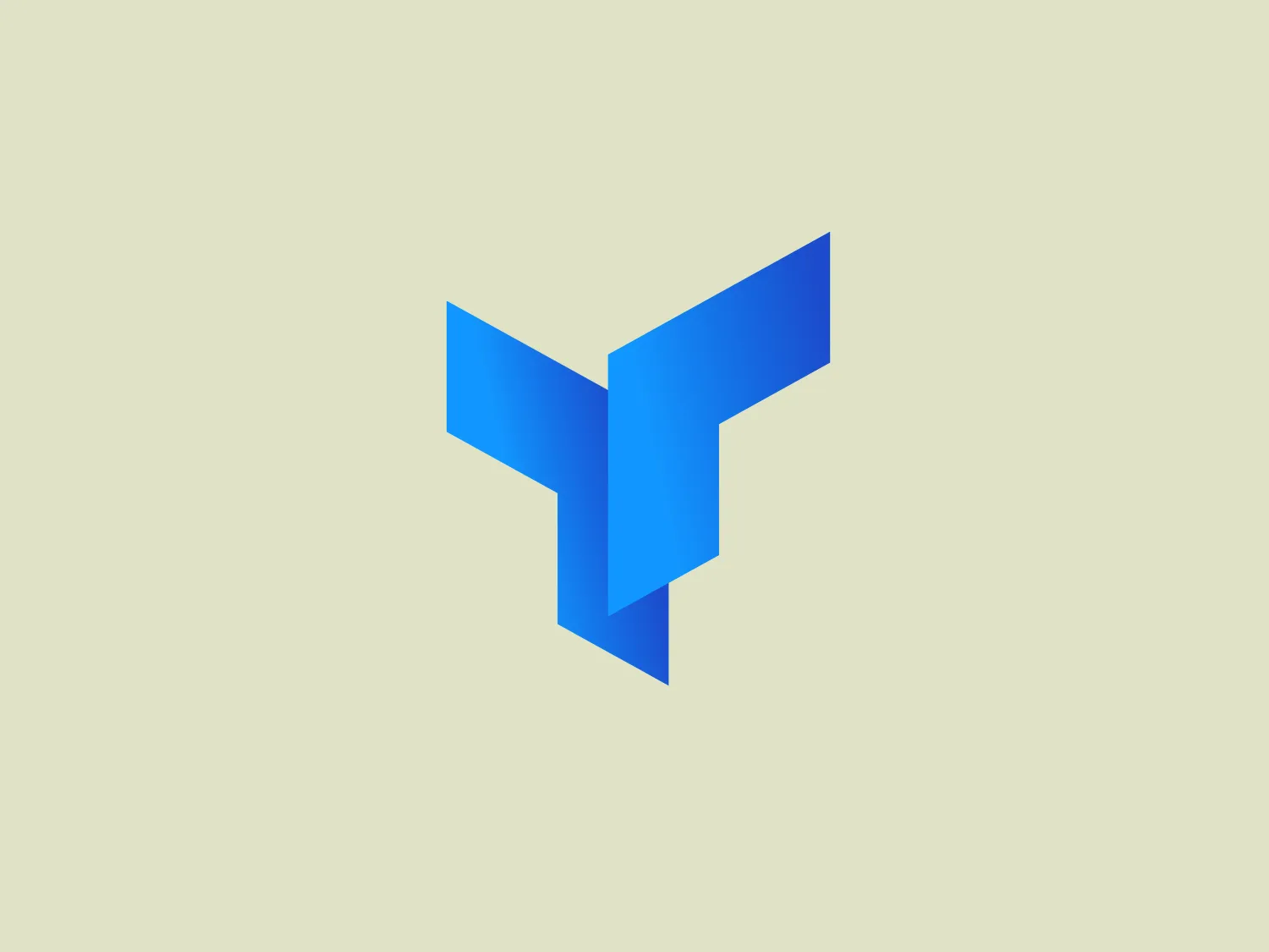 The Trovata logo presents a stylized letter "T" composed of geometric shapes with a 3D effect. It features two right-angled isosceles triangles facing opposite directions, one perched on top of the other, creating a dynamic sense of forward motion. Shades of vibrant blue add depth and contrast, ranging from a lighter, sky blue at the top to a richer, cobalt blue at the bottom. The design is modern, sharp, and would likely stand out in a tech or digital context. The clear, bright tones of the Trovata logo would be complemented nicely by a subtle background.
