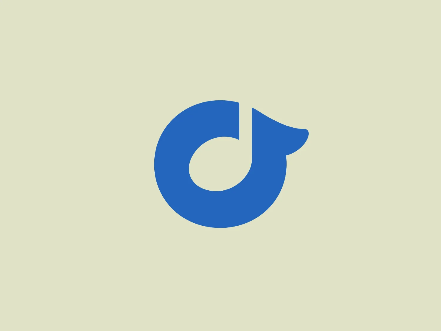 The Rdio logo features a stylized letter "d" with a distinctive design that links the straight stem of the letter to a curved form, creating a closed loop with an arrow-like appearance at the end. The letter is rendered in a bold, saturated shade of blue that implies dependability and strength. The design is minimalistic and modern, with a sense of motion implied by the arrow, suggesting progress or forward movement. The aesthetic is clean and would likely appeal to a tech-savvy or innovative audience.