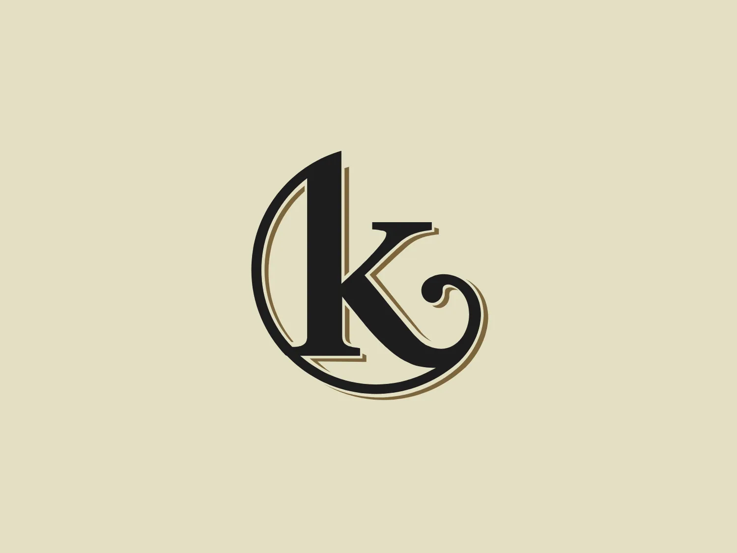 The Kendricks business logo features a simple yet sophisticated monogram of the letter "K," stylized with a modern twist. The use of a bold, serif font communicates traditional elegance, while subtle curves add a contemporary flair. The rich, matte black color exudes luxury and formality, complemented by a thin, metallic gold stroke outlining the letter. These golden accents contribute to the logo's perception of class and prestige. The fusion of traditional and modern elements makes it versatile and suitable for a variety of applications.