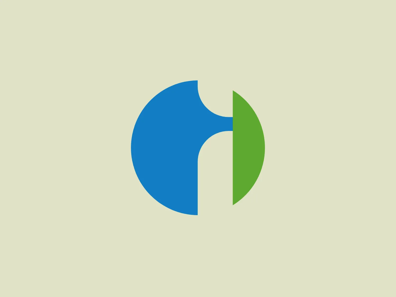 The Ironwood Vision Center logo features a modern, stylized circular symbol with a split design using bold blue (#0057B8) on the left and vivid green (#57A639) on the right. The dynamic split gives the impression of motion, growth, and technology, with a fluid and modern feel. The separation between the two halves is a curved, organic divide, adding to the sense of modernity and fluidity.