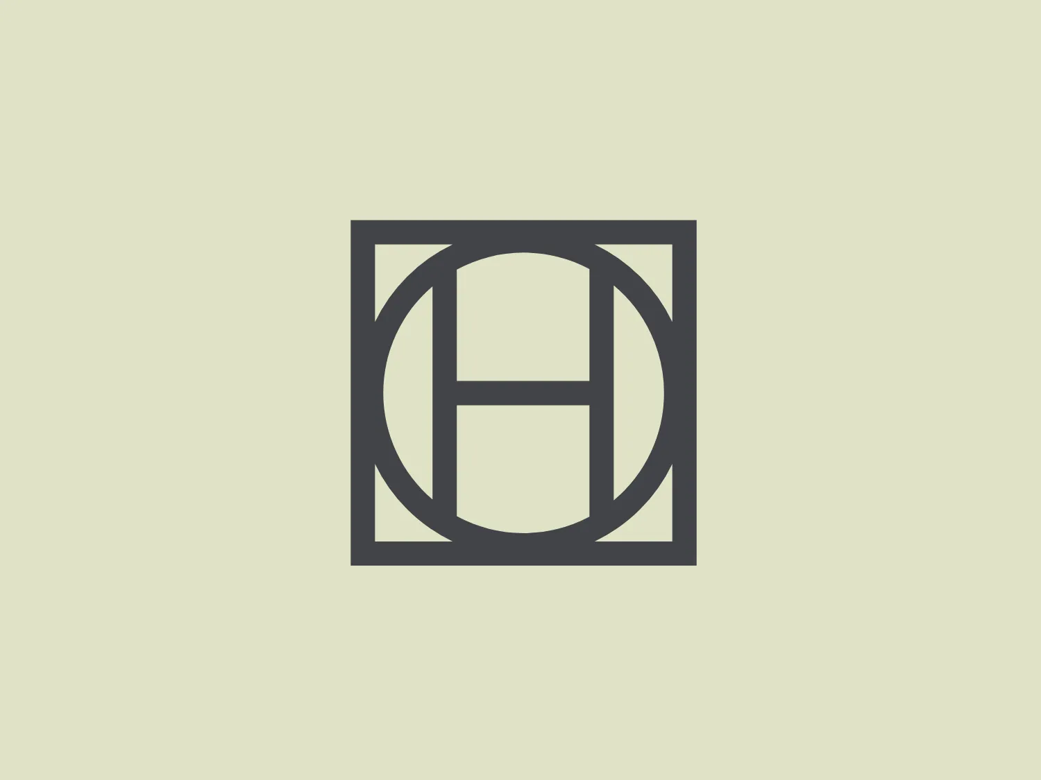 The Halter Ranch logo showcases a stylized initial "H" at the center of a square border. The "H" is designed with bold, straight lines and right angles, creating a modern and clean look. The uniform thickness of the strokes adds to the logo's strength and simplicity. Rendered in a medium grayscale tone, the color fosters a professional and neutral aesthetic. The absence of additional embellishments reinforces the logo’s minimalistic approach, making it suitable for a light and subtle background.