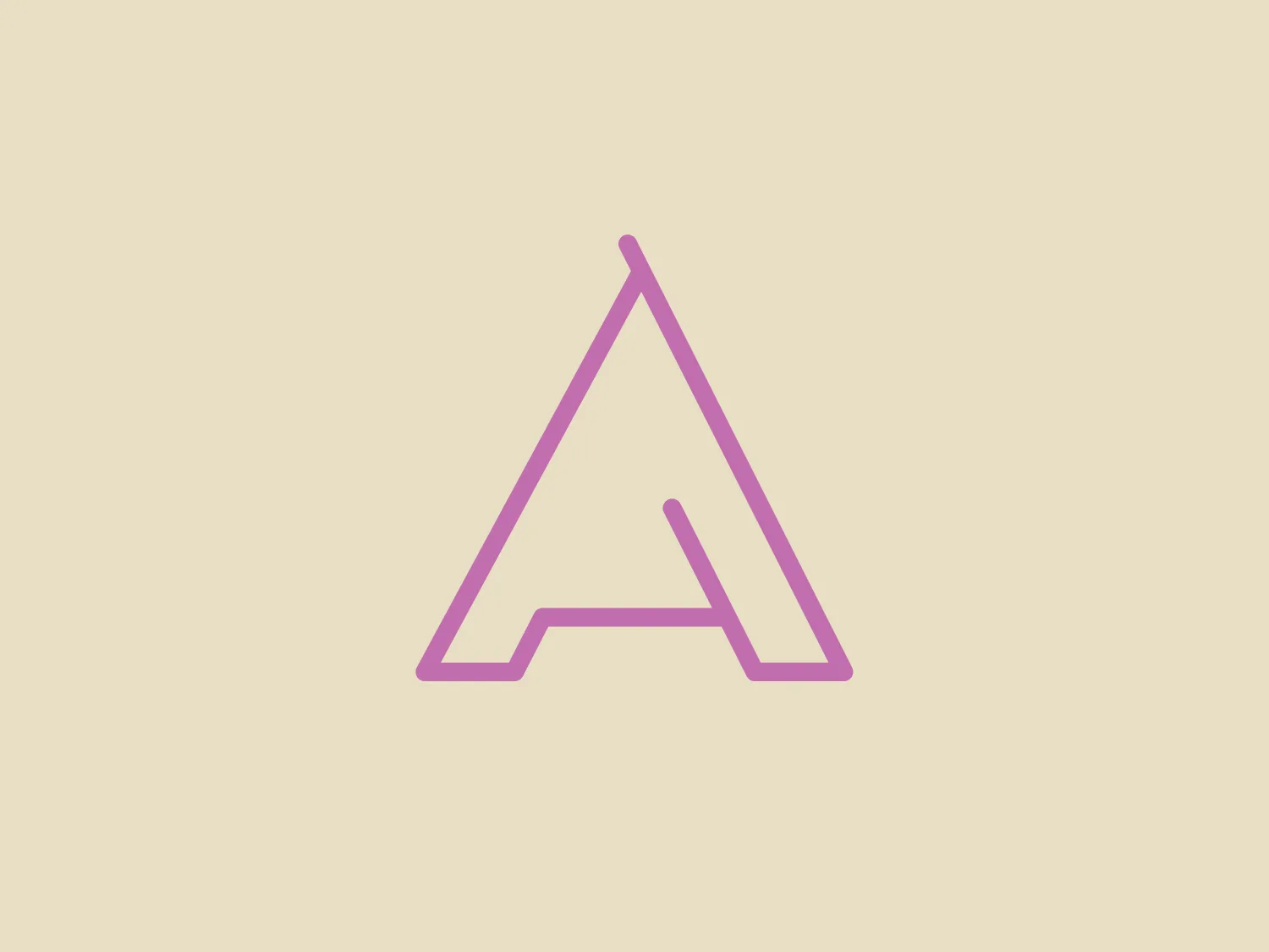 The artblr logo showcases a sleek, modern, and minimalist design of the letter "A". The main shape forms a triangular structure with a missing bottom line, completed by a shorter line cutting through the left side, creating the impression of the letter "A". The logo's thin, uniform stroke and gentle curves at the corners contribute to its soft aesthetic. Its muted pink color palette emphasizes a subtle and approachable character, making it ideal for a background that complements its light and airy quality.