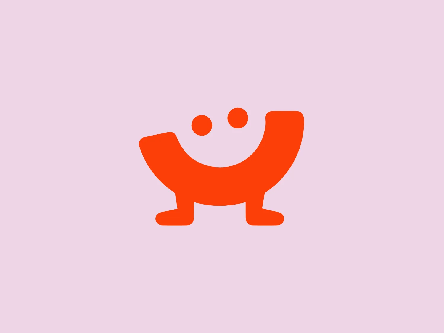 The Character logo showcases a sleek, minimalist design in vibrant orange. It features a stylized representation of a smile or a hammock with two dots above, resembling relaxed or happy eyes. The smooth, rounded curves convey friendliness and warmth, while the absence of sharp edges creates a clean and approachable look. The energetic and inviting orange hue suggests creativity and sociability.