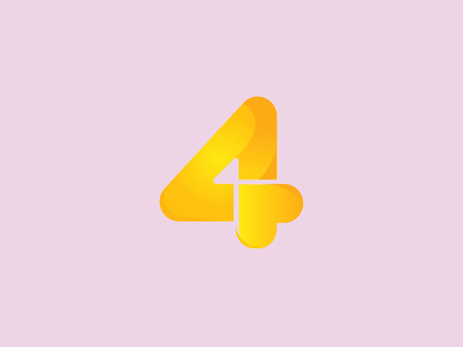 The Xercise 4 Less logo features a stylized number "4" in a gradient of yellow to a soft orange color. The design has a modern and minimalist aesthetic, with smooth, curved lines and sharp angles that give a dynamic and forward-moving appearance. The number appears to be slightly italicized, suggesting speed or progress. The colors fade from a bright lemon yellow at the top, transitioning into a deeper sunset orange at the bottom, giving the logo depth and a sense of dimensionality.