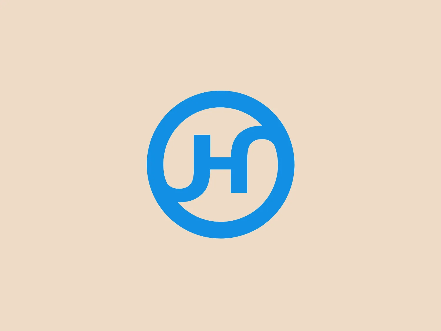 The Hanjin Shipping logo features a sleek, modern design with stylized initials set inside a circular boundary. The bold, sans-serif typeface is used for the initials, combining white and a vivid shade of blue to stand out against the negative space. The "J" is closely nestled with the "H", sharing a common vertical line to symbolize unity or connection. Encased in a blue circle, the logo creates a sense of inclusivity and completeness. With its vivid blue color, it is complemented by a neutral yet complementary background.