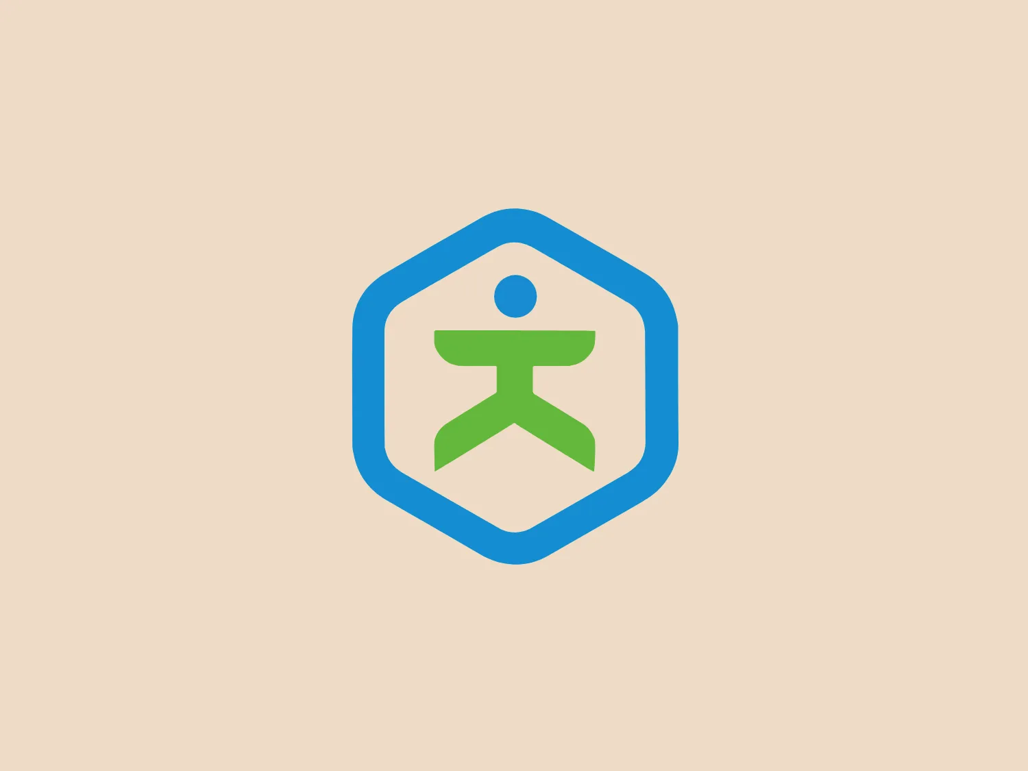 The logo for Klarismo features a stylized figure in green resembling an abstract person with open arms inside a light blue hexagon with rounded corners. The figure's head is a simple dot placed above a pair of "arms" that spread downwards and outwards, forming an 'X' shape that serves as the figure's body. The design is clean, modern, and conveys a sense of openness or embrace. Given the light blue and green hues of the logo, a soft and neutral background would complement it well without causing a clash or overpowering its simplicity.