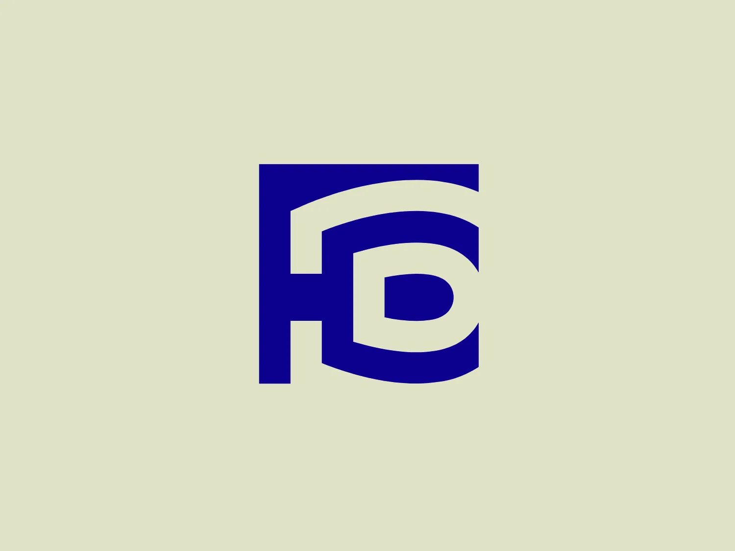 The business logo for Deutsche Wohnen features a bold, modern design with intertwined letters "H" and "D" depicted in a vibrant, deep blue color. The strong geometric lines create a 3D illusion through interlocking parts, with the "H" wrapping around the "D" to convey depth and connection. This clean and professional logo design embodies a solid color and a lack of embellishments. The approximate hex color code for the blue is #0000FF.