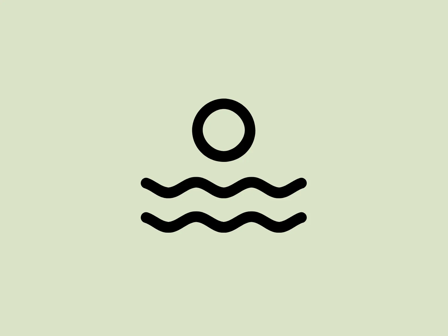The Oasis Vallarta logo features a simplistic and stylized design that represents a person swimming with three waves and a circle representing the swimmer's head above the water. The imagery is constructed with bold, black lines on a white background, embodying a modern and minimalist aesthetic. The lines undulate gently, suggesting the flow and rhythm of water. The overall look is clean, easily recognizable, and conveys movement and fluidity.