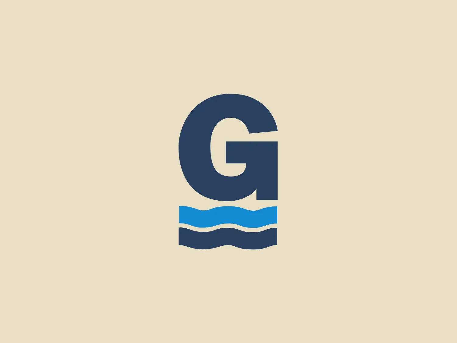 The GulfMark logo features a clean and modern design with a bold, sans-serif letter "G" in dark blue. The bottom half of the "G" includes two wavy, horizontal lines in a lighter shade of blue, representing water or waves, suggesting a connection to marine themes or fluidity. The simplicity and contrast of the blues give the logo a professional and crisp appearance. Given the color and theme, a soft and neutral background would complement it well.