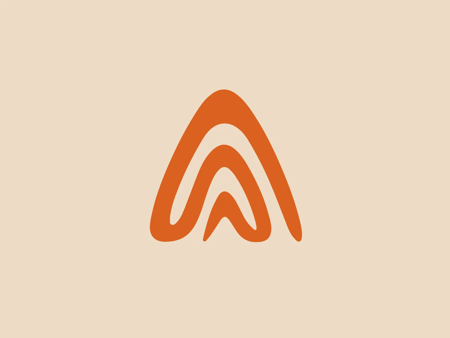 The Artisan Infrastructure logo exhibits a stylized letter "A" with a modern and minimalistic design aesthetic. Comprised of three orange lines with varying degrees of curvature, they converge to form a peak at the top, resembling a simplified mountain or an abstract representation of the letter. The middle line draws the eye upwards with a gentle flow, while the outer lines give the structure its triangular shape. The logo's vibrant color and simplicity would be complemented by a subtle and light background.