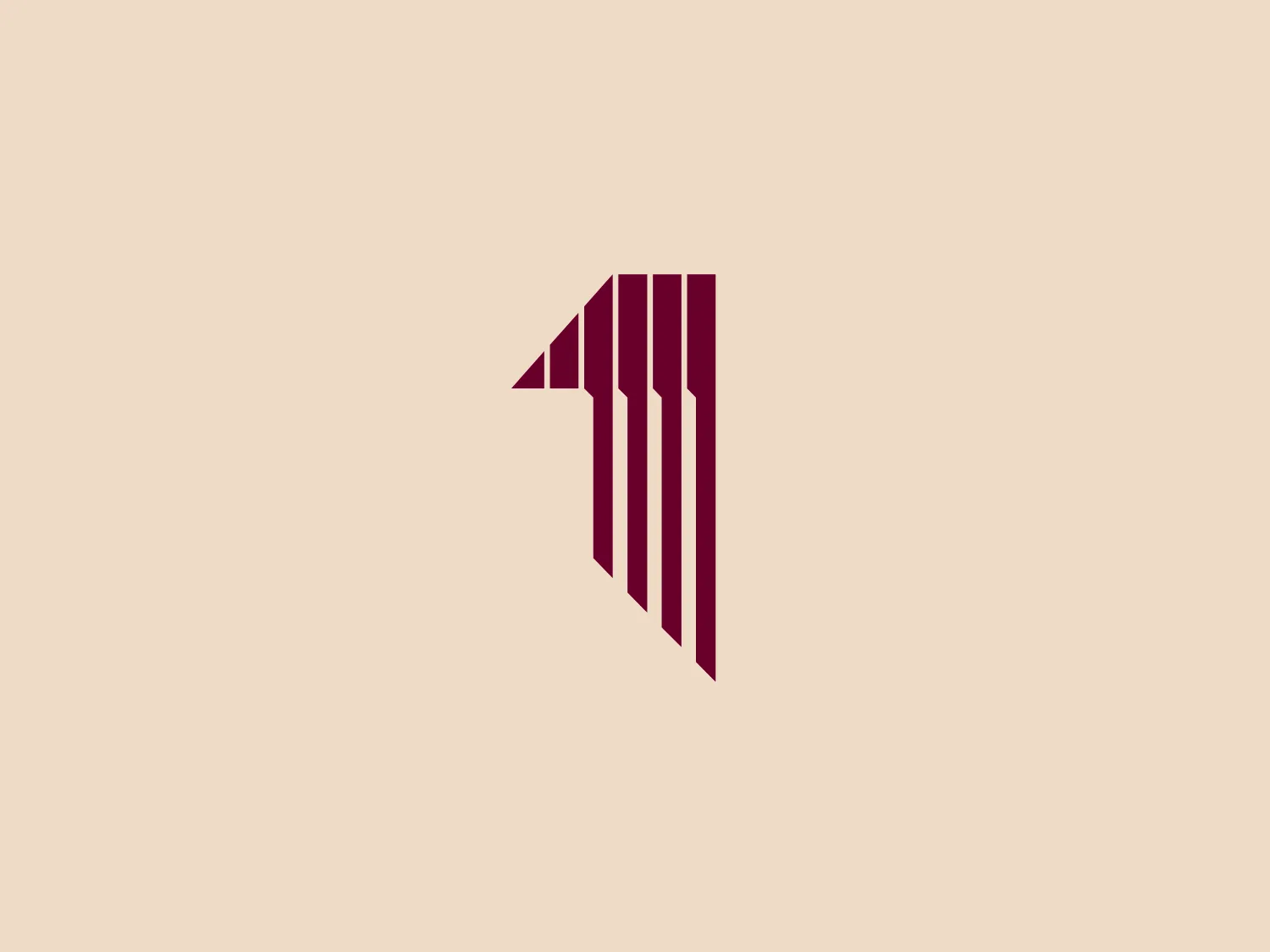 The First Montana Bank logo features a stylized depiction of a vertical element transitioning into horizontal lines, creating an abstract impression of movement or progress. It consists of uniformly spaced, parallel lines with varying lengths that give the illusion of a perspective shift. The color is a solid, deep purplish hue that suggests sophistication and modernity. The overall design aesthetic is minimalistic and clean, indicating a contemporary and perhaps technology-focused brand identity. Given its minimalist design and strong color, a lighter, subtle background would complement this logo.