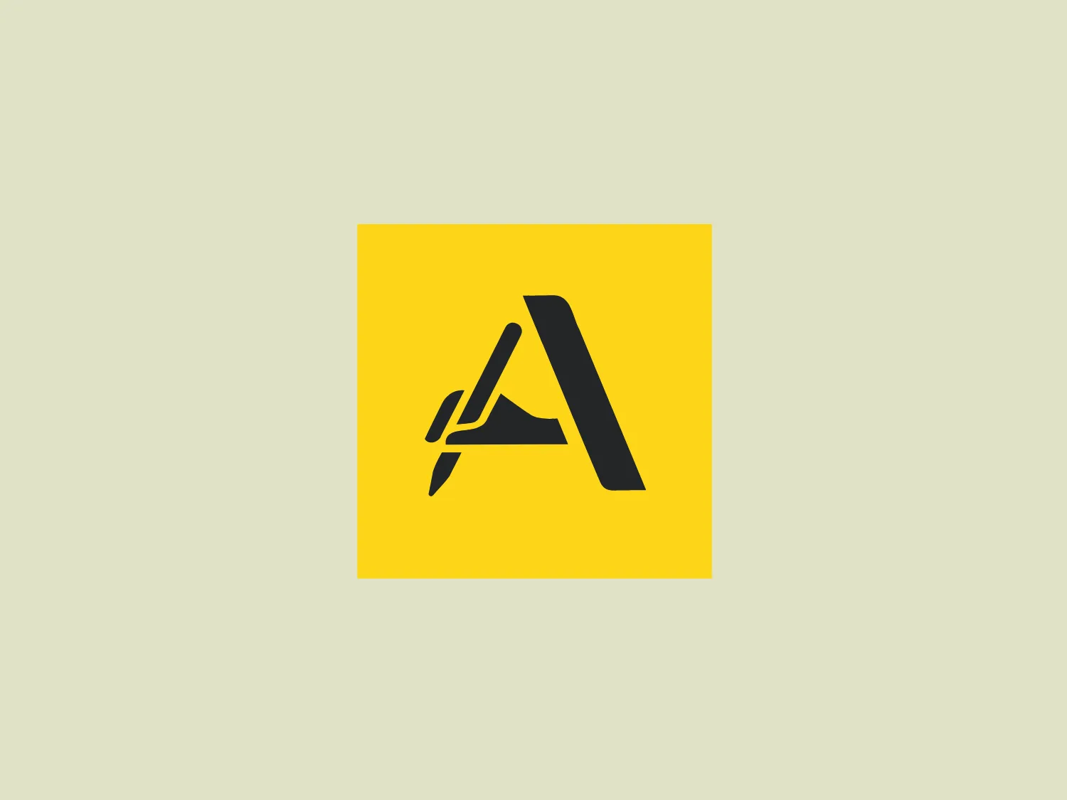 The Anacours logo showcases a modern and geometric letter 'A' in dark gray or black, set against a vibrant yellow square background. The 'A' has sharp, angled edges with the right leg extending beyond the baseline, creating a dynamic and forward-moving appearance. The negative space within the 'A' forms a smaller white triangle, subtly reinforcing the triangular form of the letter. The minimalist and bold aesthetic ensures easy recognizability and scalability, while the striking contrast of yellow and dark gray/black makes the logo eye-catching and memorable.