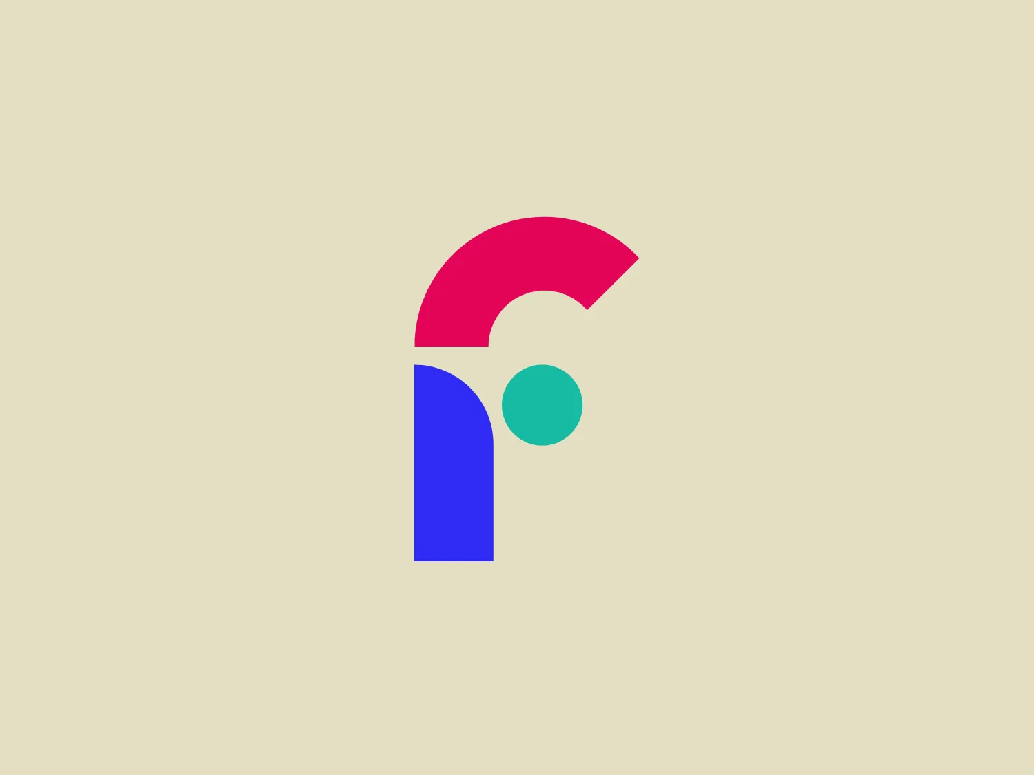 The Flashtalking logo features a modern, abstract design composed of geometrical shapes. It consists of a bold fuchsia semicircle, a teal circle, and a deep blue vertical rectangle that together form a stylized lowercase 'f.' The aesthetic is minimalist and playful, using flat design principles and a vibrant color palette to create a memorable symbol. The contrasting colors are balanced, giving the logo an energetic yet harmonious appearance.