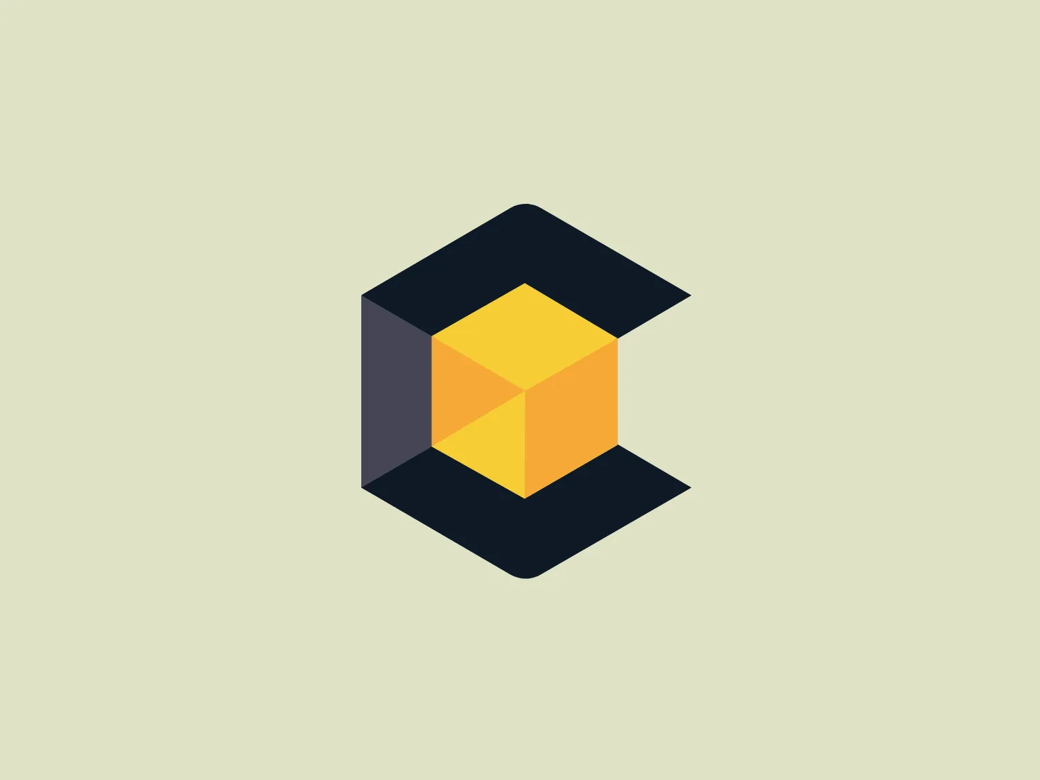 The ConcR logo features an abstract, geometric design that resembles a stylized cube projecting in a three-dimensional perspective. The central shape is colored in vibrant, saturated shades of yellow and orange, suggesting a core or energy source. Surrounding this centerpiece are shades of dark gray and black that create the illusion of depth and shadow, enhancing the 3D effect. The clean lines, sharp angles, and modern color scheme give the logo a dynamic, contemporary feel that conveys innovation and precision.