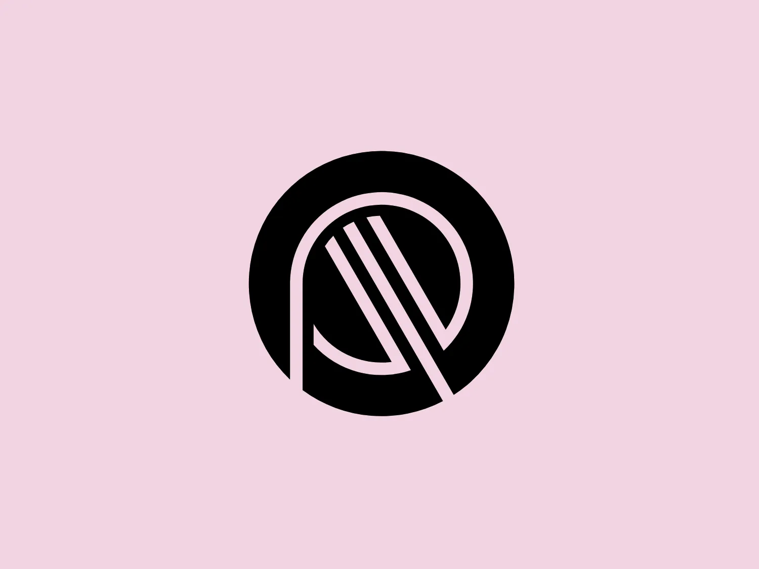 The Ribe logo showcases a sleek, modern design with a bold, black circle enclosing a stylish white emblem. The emblem features three curved, diagonal lines intersecting near the center, creating a dynamic sense of movement and fluidity. The strong visual contrast between the solid black background and the white emblem makes the design pop. Its minimalistic aesthetic and clean lines make it a perfect fit for contemporary branding contexts.