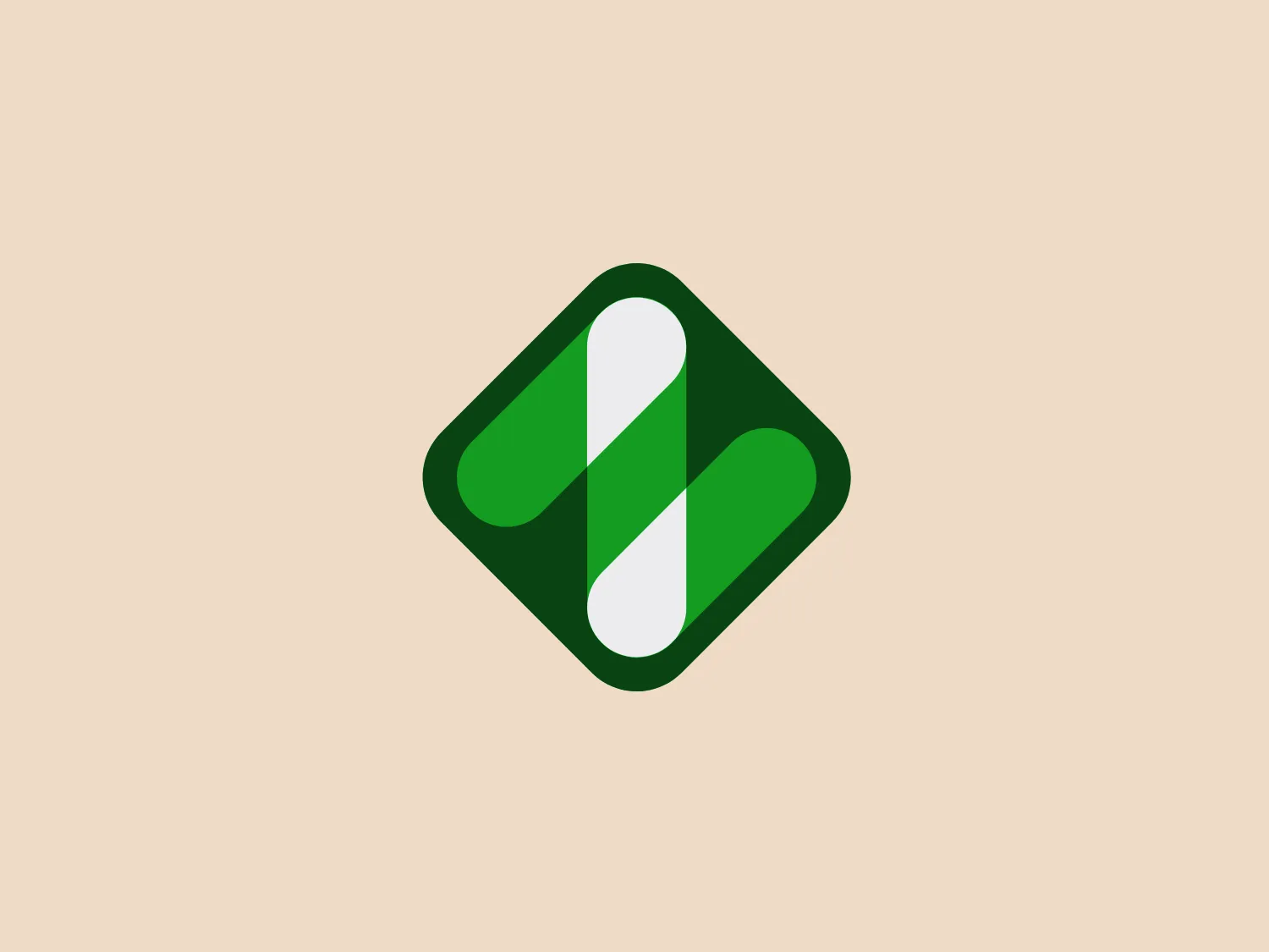 The Newzoo logo features a stylized, abstract design that appears dynamic and modern. Composed of a white, pill-like shape that loops around itself on a vivid green background, it creates a sense of motion and intersection. The outer green shape resembles a rhombus with rounded corners, adding to the smooth and sleek aesthetic. The white element contrasts sharply with the green, giving the logo a clean, crisp look. Overall, the design is simple yet striking, with a fluid quality that suggests connectivity or continuity.