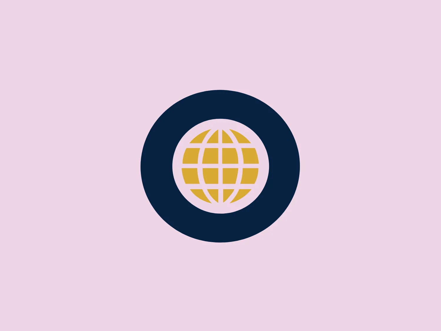 This logo features a stylized globe within a circular frame. The globe, composed of interconnected latitude and longitude lines, is presented using a simple geometric design, with a lattice of straight lines rather than curves to denote the Earth's grid. The color of the globe is a bright and warm yellow that provides a striking contrast against the deep navy blue of the surrounding circle. The use of negative space between the grid lines of the globe allows the background color to show through, contributing to a clean and modern aesthetic. The simplicity and contrast between the warm yellow and the cool navy blue lend the Boerse Gold logo a professional, serious, and global feel.