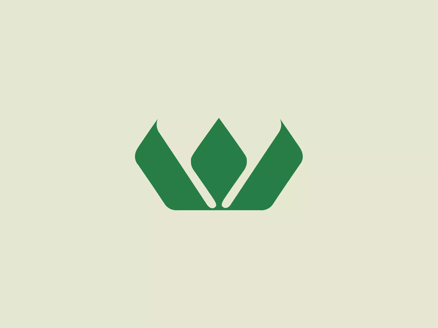 The Wesfarmers logo is a modern, minimalist design featuring three stylized elements resembling leaves or chevrons pointing upwards. They are arranged to form an abstract crown or tripod, colored in deep forest green. The uniform, flat color fill without gradients or texture creates a clean and professional aesthetic, evoking growth and eco-friendliness associated with nature, sustainability, and high-quality standards.