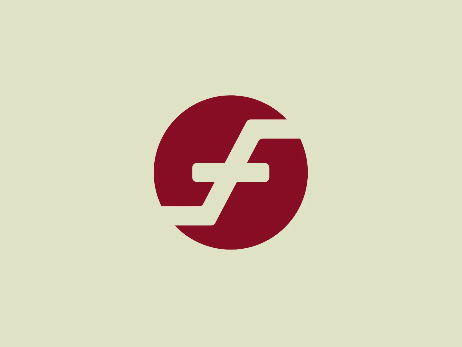 The Firo logo design displays a stylized letter 'F' in white against a deep red circular background. The 'F' is segmented, creating a modern and dynamic feel, with negative space in the upper right suggesting forward motion. The overall design is minimalist, with bold color contrast and geometric simplicity, creating a strong visual identity.