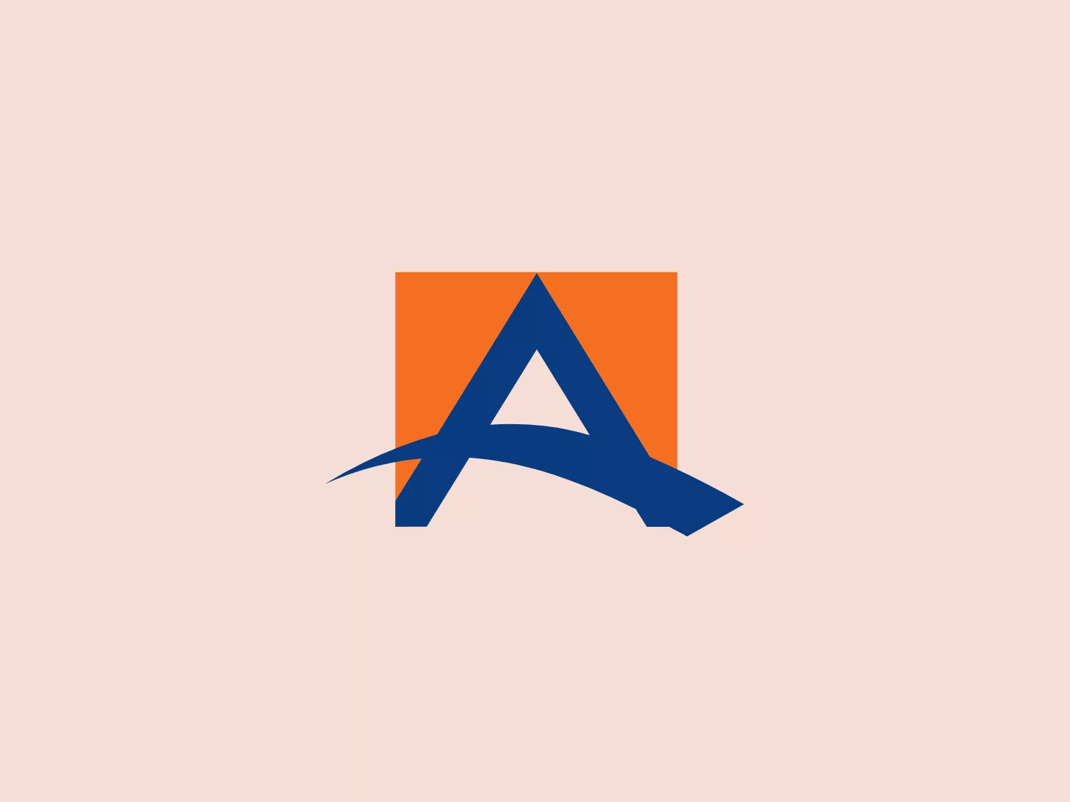 The logo for Allied Bank consists of a stylized letter "A" in a dark blue color, with a sharp, modern design, featuring a pointed top and an extended lower right leg that gives it a dynamic look. The negative space within the "A" adds to its sleek and contemporary feel. This main element is overlaid on a burnt orange square background, providing strong contrast and enhancing visibility. The choice of bold lines and contrasting colors gives the design a professional and assertive character.