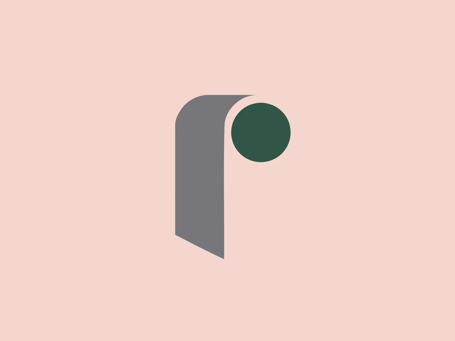 The logo for Reliance Steel includes an abstract design featuring an italicized, slender, uppercase letter "P" in muted grey and a solid, dark green circle. The three-dimensional effect on the "P" creates depth, and the circle appears to intersect the upper curved portion. This design conveys a modern, minimalistic aesthetic with clean lines and a limited color palette, reflecting professionalism and sophistication.