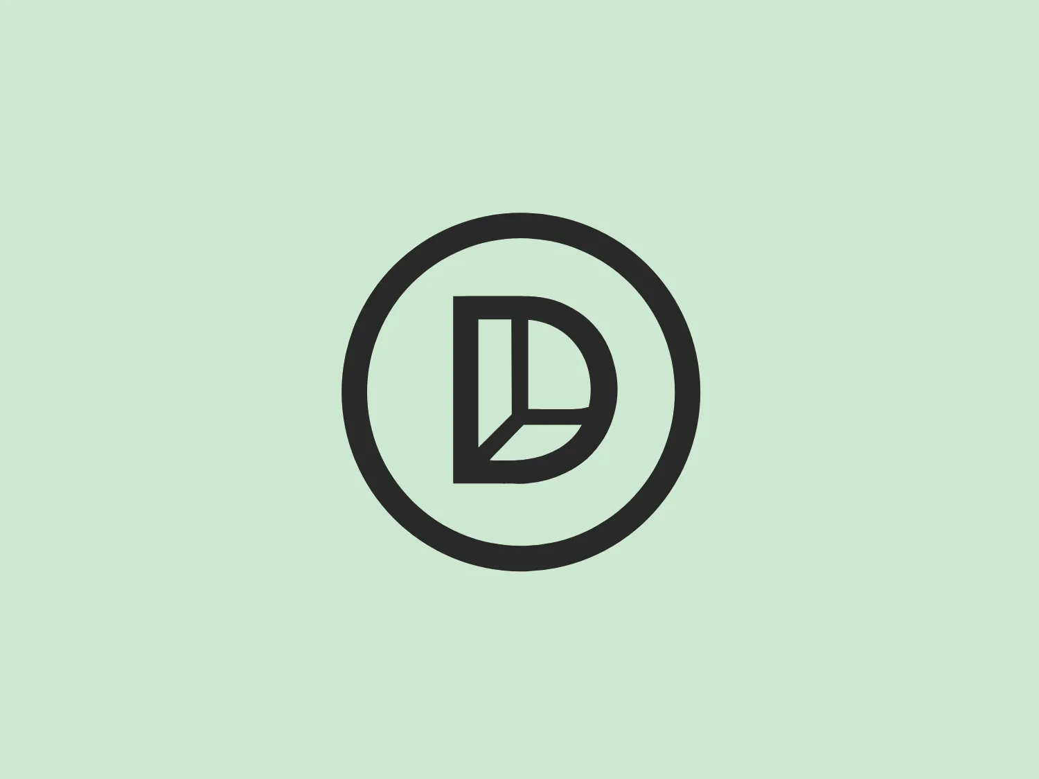 The Distil Co-working logo features a stylized letter "D" encapsulated within a perfect circle. The "D" is constructed from two distinct shapes: a straight vertical line on the left and a bold, curving shape forming the rounded part of the letter. The color palette is monochromatic, with the logo itself rendered in a soothing, muted green-gray tone, which creates a feeling of balance and professionalism. The design is minimalist and modern, with a hint of geometric influence in the crisp lines and strong contrast between the circular outer edge and the linear components of the "D". The logo's simplicity makes it versatile and easy to recognize, embodying a sleek and contemporary aesthetic.
