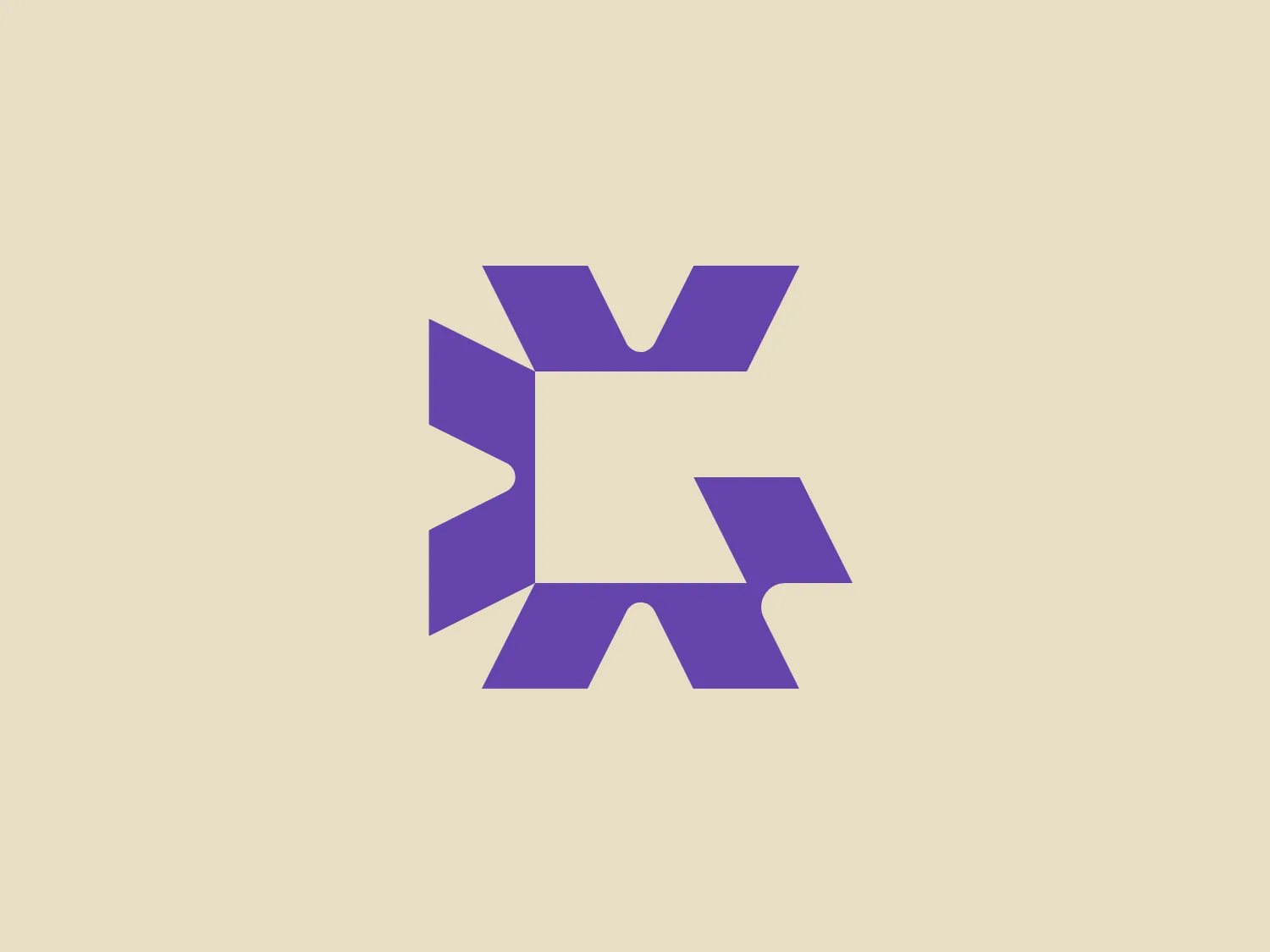 The logo for Galvanize is a stylized letterform that conveys the impression of both an 'X' and a 'K.' It is formed from geometric shapes, consisting of two pairs of symmetrical, angular parts resembling arrowheads pointing outwards from a central square. The design is bold and modern, offering a dynamic feel, hinting at movement or transformation. The logo is a solid, vibrant shade of purple, infusing it with an air of creativity and innovation. Its clean lines and angularity make it stand out effectively on a minimalist and subtle background.