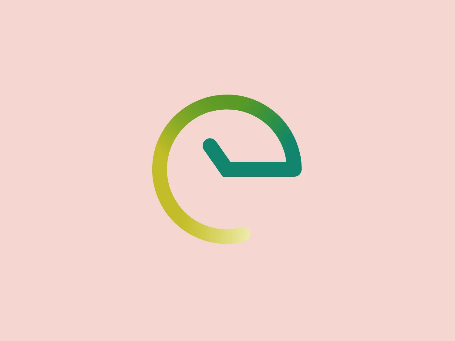 The Elior Group logo depicts a stylized letter "e" resembling a gauge or speedometer. It features an arc transitioning from a yellow-green at the tail (#A3C853) to a teal green at the head (#1E7873), symbolizing motion or progress. The needle, also in teal green, points to the lower left, evoking measurement or assessment. The sleek and modern design utilizes gradient colors for depth and dynamism and has a clean, minimalistic feel that scales well across different mediums. Hexcode: #E5E7D0