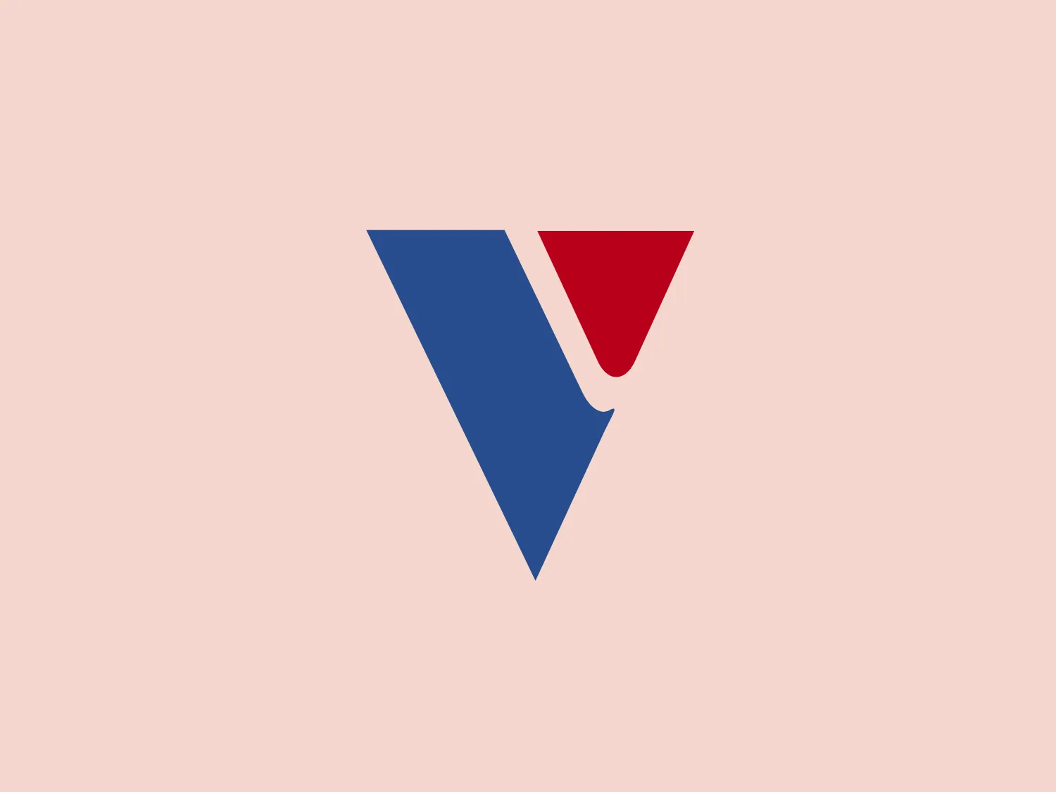 The logo in the image for Valex consists of two geometric shapes, a blue chevron and an inverted red triangle, which together mimic the upper case letter 'V'. The chevron's edge neatly contours the inner right side of the triangle, creating a sense of cohesion between the two shapes. The colors are bold, with the red triangle providing an accent against the larger blue chevron. The overall design aesthetic is modern and minimalist, conveying simplicity and directness with a touch of dynamic contrast due to the color choice and shape interaction.