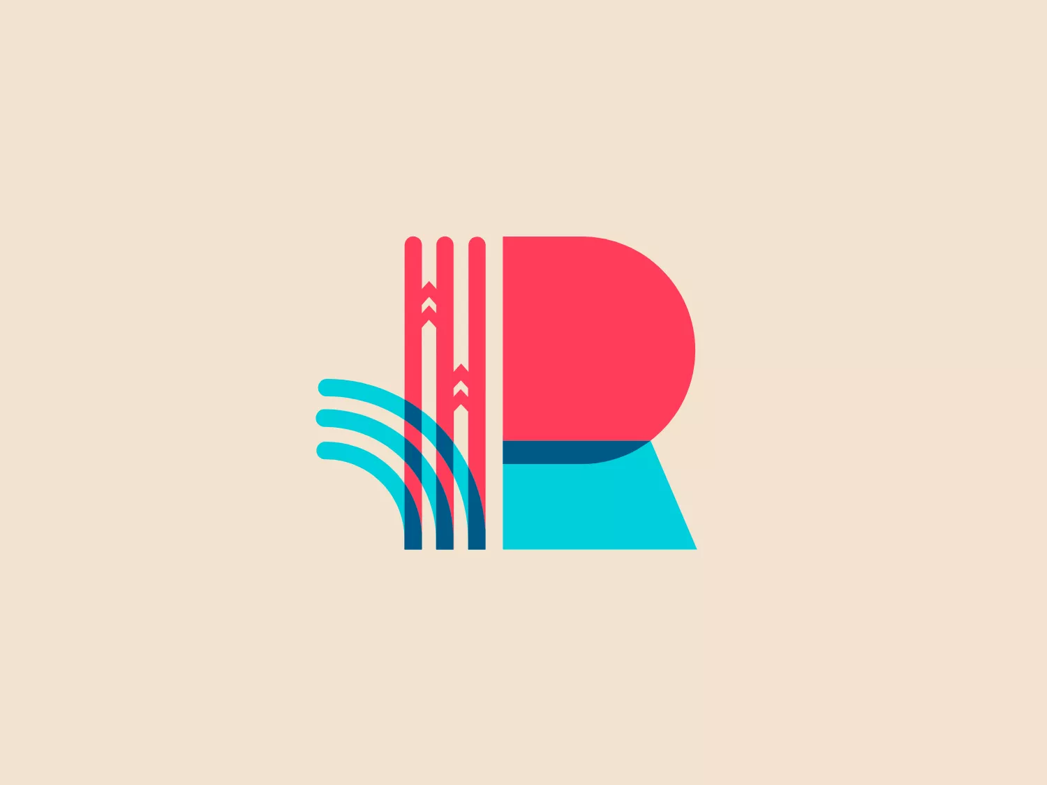 The Reading Recovery logo is a modern and abstract design featuring a combination of geometric shapes. It consists of a bold red semicircle situated beside vertical turquoise lines that vary in width and are partially overlapped by the semicircle, creating a sense of movement or wave-like motion. The turquoise lines on the far left have subtle white lines or highlights on them, suggesting reflection or additional dimensionality. The overall aesthetic is clean, vibrant, and evokes a dynamic feel, likely representing progressiveness or energy. The color combination is striking, with the red adding warmth and the turquoise providing a cool balance.