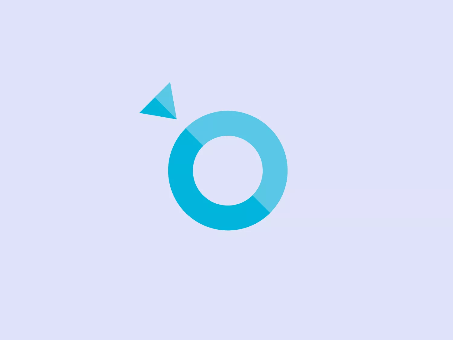 The Satellogic logo features a stylized letter 'O' composed of two concentric circles with a gradient ranging from light to dark shades of cyan/blue. In the top left, detached and pointing towards the center of the 'O', is a small, solid-colored triangle in a similar shade of cyan. The design has a modern and minimalist aesthetic with its simple shapes and clean lines. The gradient adds depth, while the triangle gives a sense of direction or movement.
