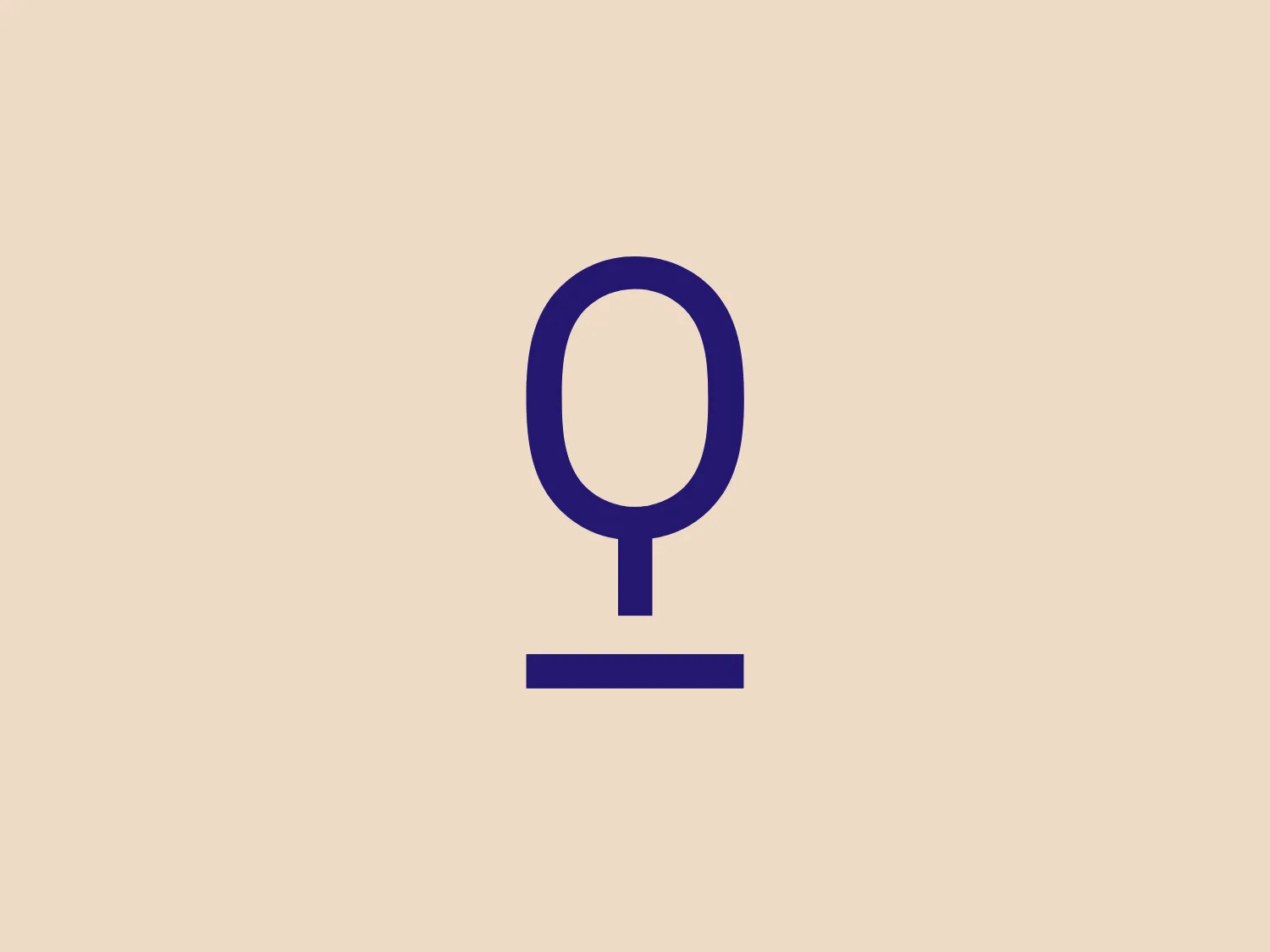 The Quasar Institute for Advanced Design logo is a simplistic and modern design, consisting of a deep blue or indigo color. It features an oval shape poised vertically above a horizontal line, resembling the shape of a lowercase 'q' without a tail. The elements are bold and have no additional ornamentation, emphasizing a clean and minimalist aesthetic. The thickness of the line and the oval are consistent, adding to the logo's symmetrical and balanced feel. Considering the color and design of the logo, a soft and subtle background color that complements without overwhelming it would be suitable.