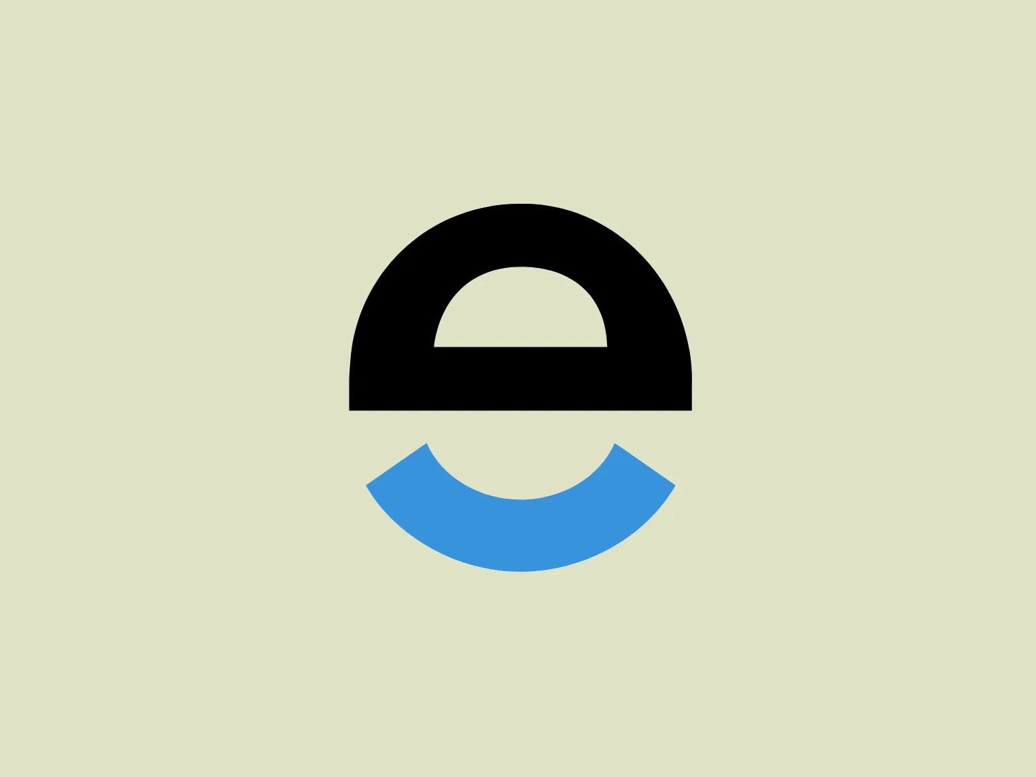 The logo for Egloff Druck features a minimalist design with two juxtaposed shapes—a semicircle in a solid black color on the top and a semicircle in a bright blue color on the bottom—creating a balanced and geometrically harmonious look. The use of negative space between the two shapes forms a circular outline suggesting a complete shape split into two contrasting hues. The overall design aesthetic is modern and simplistic, with a stark contrast between the black and blue elements, which adds a dynamic and professional feel to the logo.