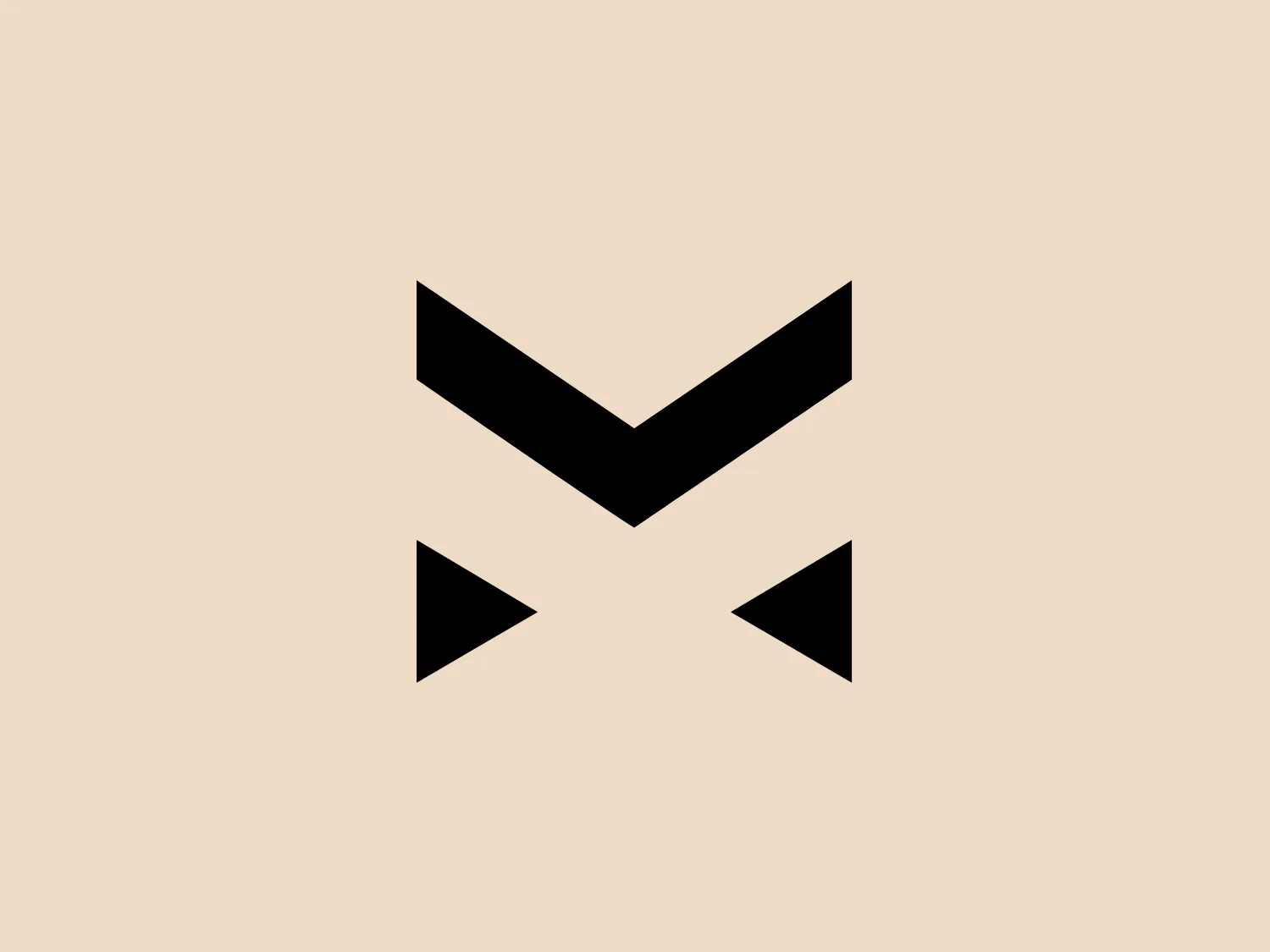 The Gaming NET logo is an abstract, geometric figure primarily composed of sharp angles and straight lines. It features a bold, black chevron or "V" shape at the top, pointing downward, with its open end aligned above two smaller, separated black triangles pointing outward to the left and right, giving a sense of direction or movement. The overall design aesthetic is minimalistic, modern, and likely to represent forward-thinking or directionality due to the pointed shapes. The contrasting black shapes would stand out well against a lighter background that doesn't distract from the crispness of the design.