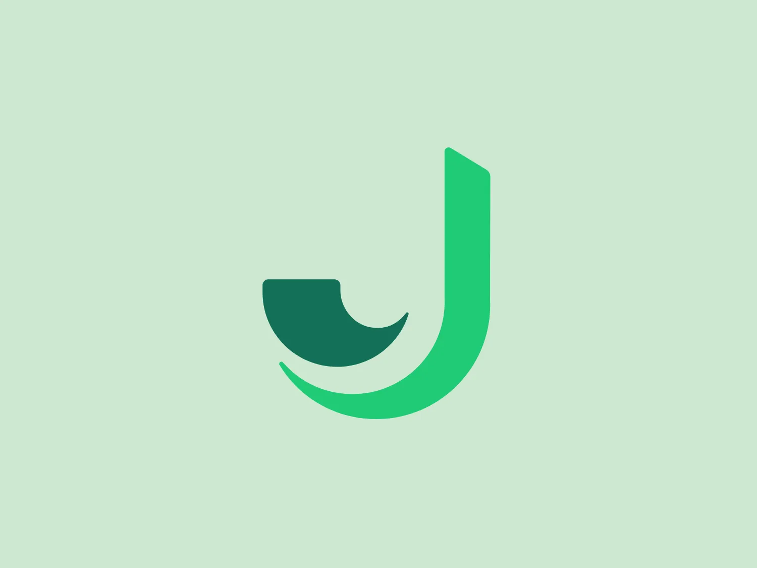 The logo features a stylized letter that resembles a combination of the letters 'J' and 'L'. It is composed of two shapes with smooth, flowing lines, giving it a modern and sleek appearance. The main body of the logo is a deep teal color, while the small element that gives the impression of the bottom part of the letter 'J' is a slightly lighter shade, providing a subtle contrast. The curved forms and the elegant contour imply motion and connectivity. The minimalist design conveys a sense of innovation and professionalism.