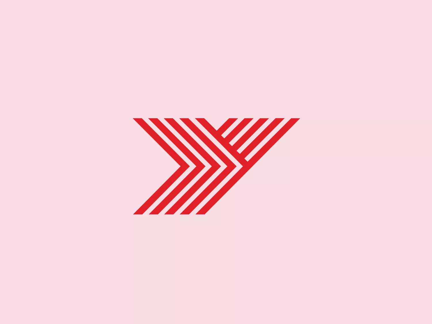 The logo presented for Yokohama is a stylized, abstract design that depicts a dynamic, geometric shape, reminiscent of a letter or a directional arrow. It consists of a series of parallel, diagonal lines in a vibrant red hue, converging to form a sharp, angled point on the left side, giving a sense of movement or fast-forward action. The lines create a stark contrast with the white negative space, which accentuates the boldness of the design. The overall aesthetic is modern, clean, and suggests speed or progress.