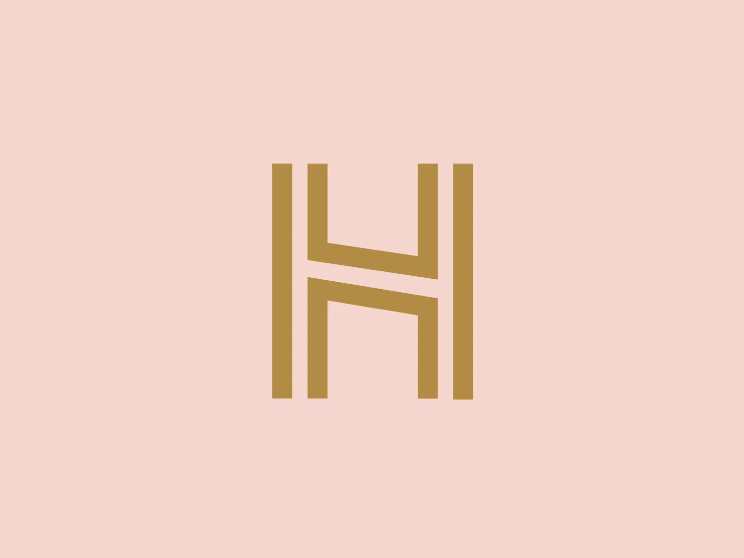 The Hockerty logo consists of a bold, sans-serif letter 'H' constructed with thick vertical bars connected by a thinner horizontal bar, evoking strength and stability. The metallic gold color scheme suggests luxury and high-quality, while the minimalistic and symmetrical design conveys modern elegance. Its versatile construction enables usage across various mediums.