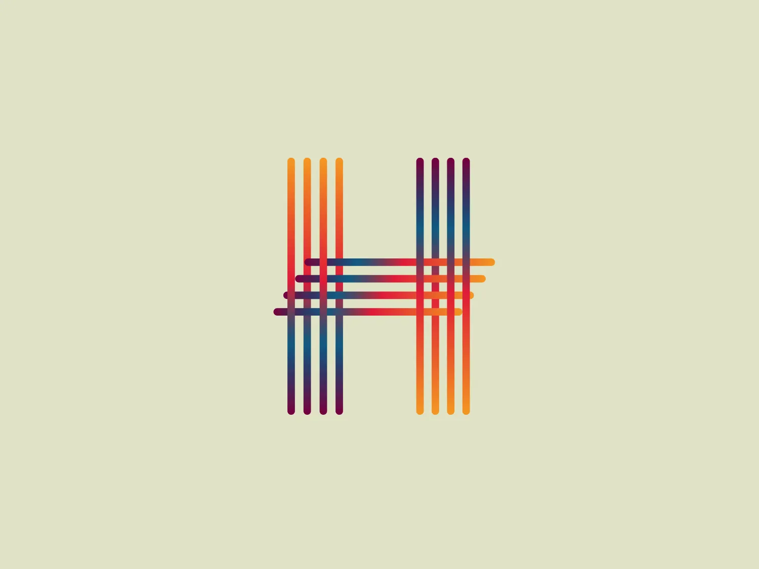 The HME Forum logo features a stylized letter "H" composed of multi-colored vertical lines, creating a dynamic barcode-like effect. The colors transition smoothly from warm hues of yellow, orange, and red to cooler tones of violet, blue, and indigo, suggesting a gradient. The lines intersect at the center, giving the illusion of weaving or interlacing. The design is modern, clean, and indicative of technology or connectivity themes.
