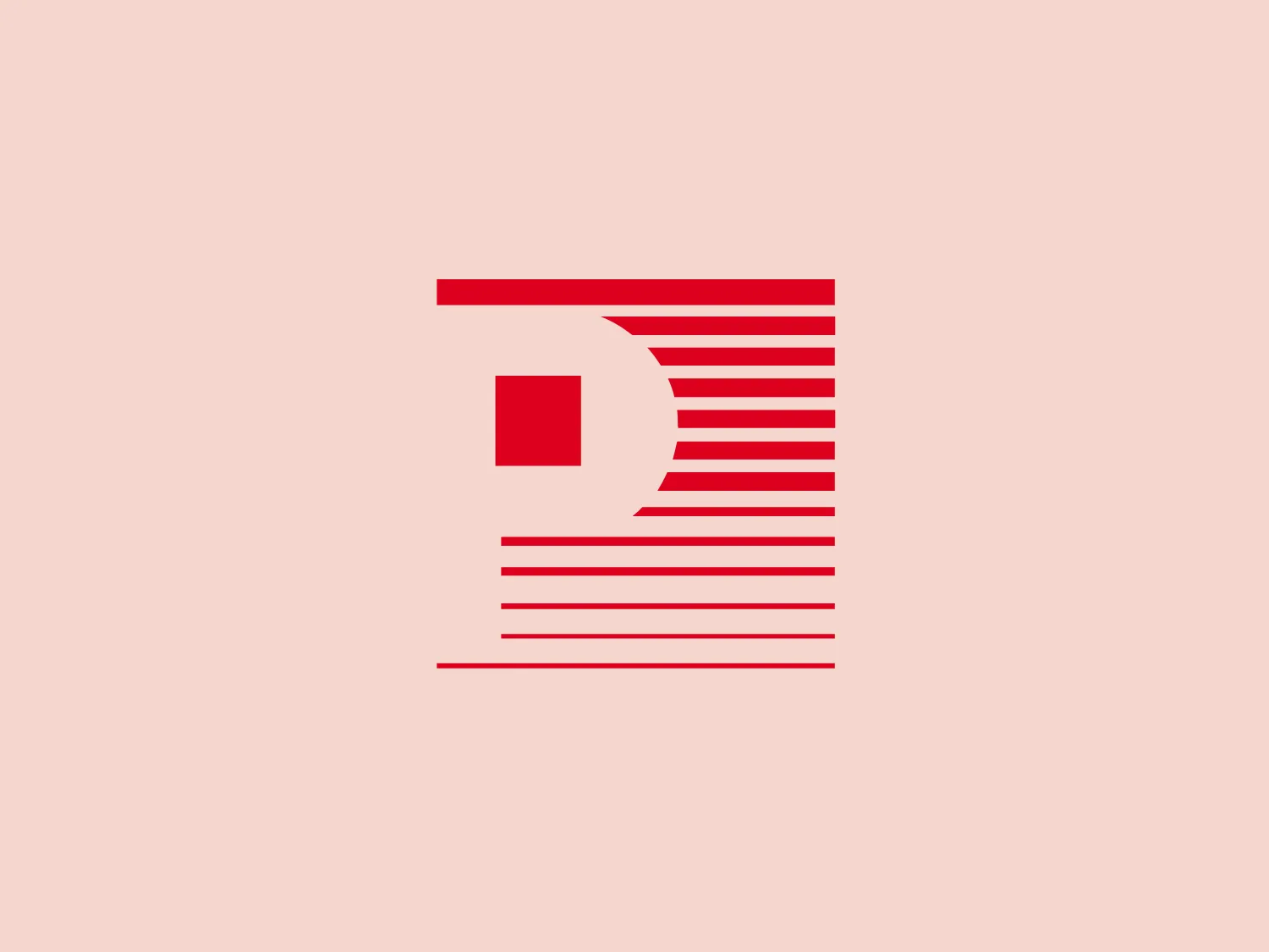 The logo depicted is a stylized letter "D" created with red horizontal lines of varying lengths. It has a modern, digital appearance with a minimalist design. The use of negative space forms the inner part of the "D," while the longer lines on the right side suggest speed or movement. The simplicity of the design makes it versatile and easily recognizable. The bold, flat red color used gives Photronics' logo a striking presence.