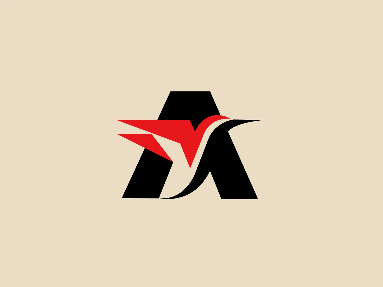 The Airkenya logo features a bold, geometric design with strong contrasts. It consists of an uppercase letter 'A' with a dynamic red bird-like shape intersecting its middle, suggesting motion or flight. The 'A' is stylized with sharp angles and is colored black, creating a striking contrast against the white background. The red accent adds a pop of color that draws the eye and adds energy to the design. The overall aesthetic is modern, clean, and suggests the qualities of speed, precision, or possibly an aviation or technology-oriented brand.